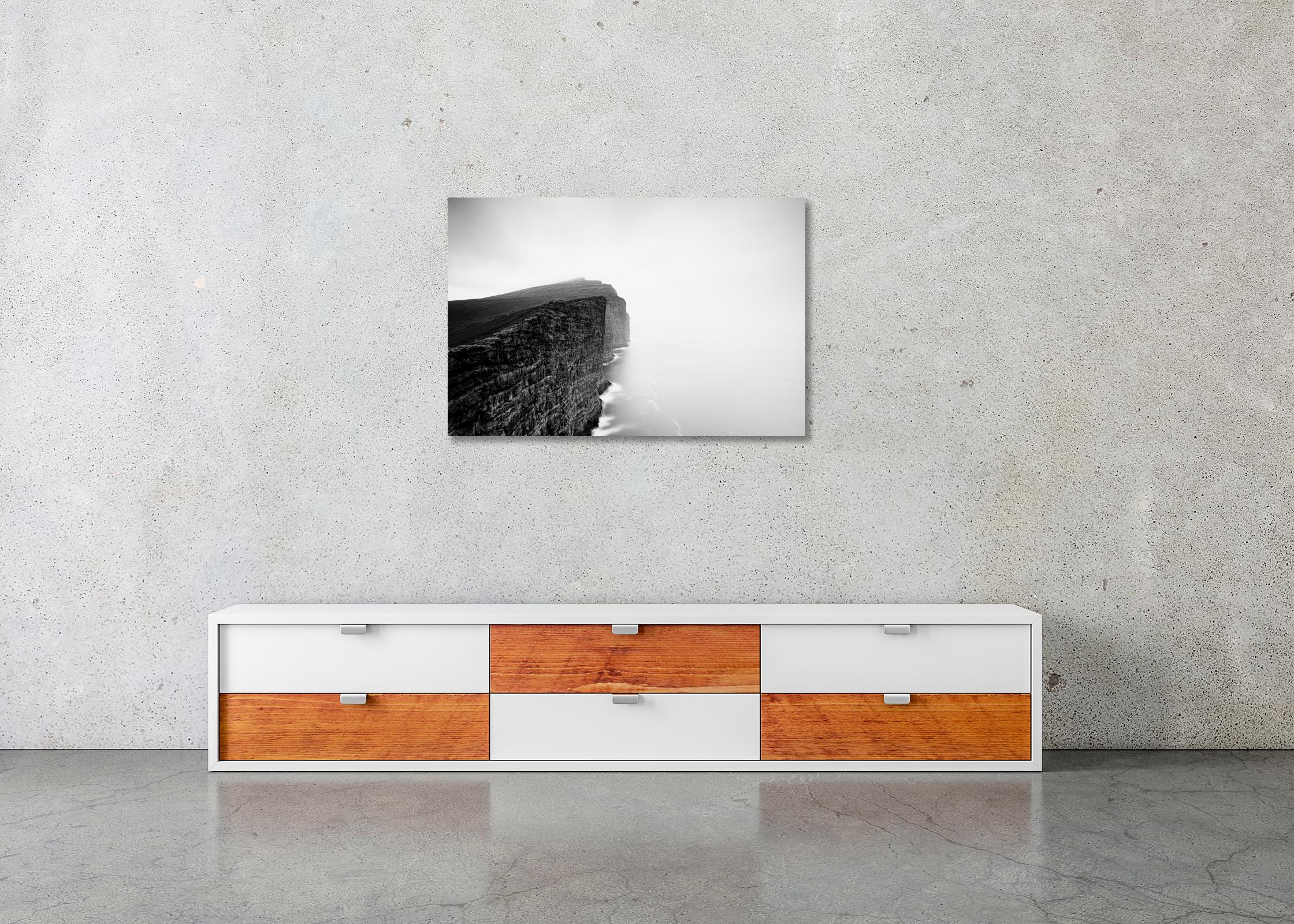 Foggy Slave Cliff, North Atlantic Ocean, Faroe Islands, landscape photography For Sale 2
