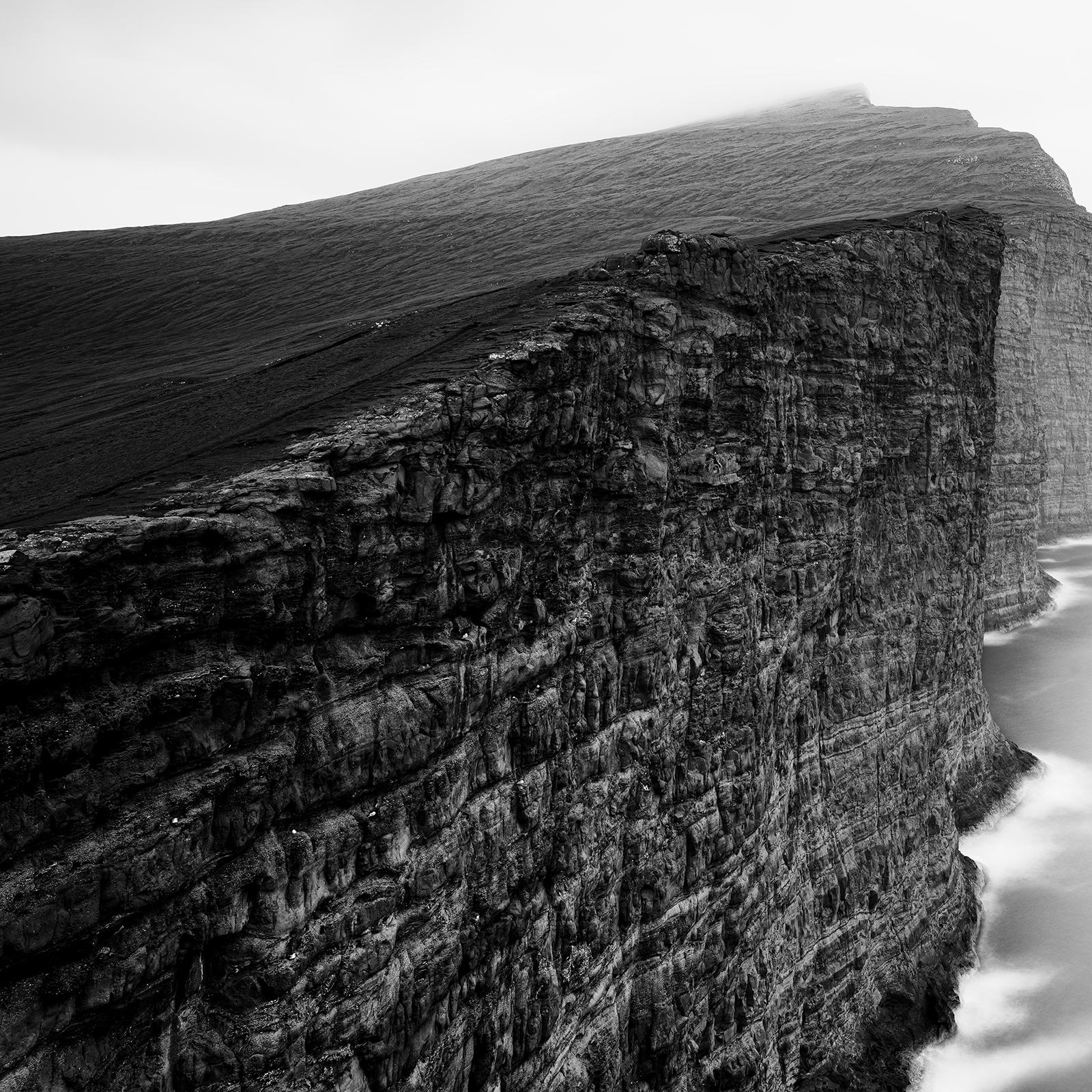 Foggy Slave Cliff, North Atlantic Ocean, Faroe Islands, landscape photography For Sale 4
