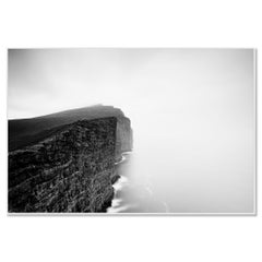 Foggy Slave Cliff, North Atlantic Ocean, Faroe Islands – Black-and-White Print