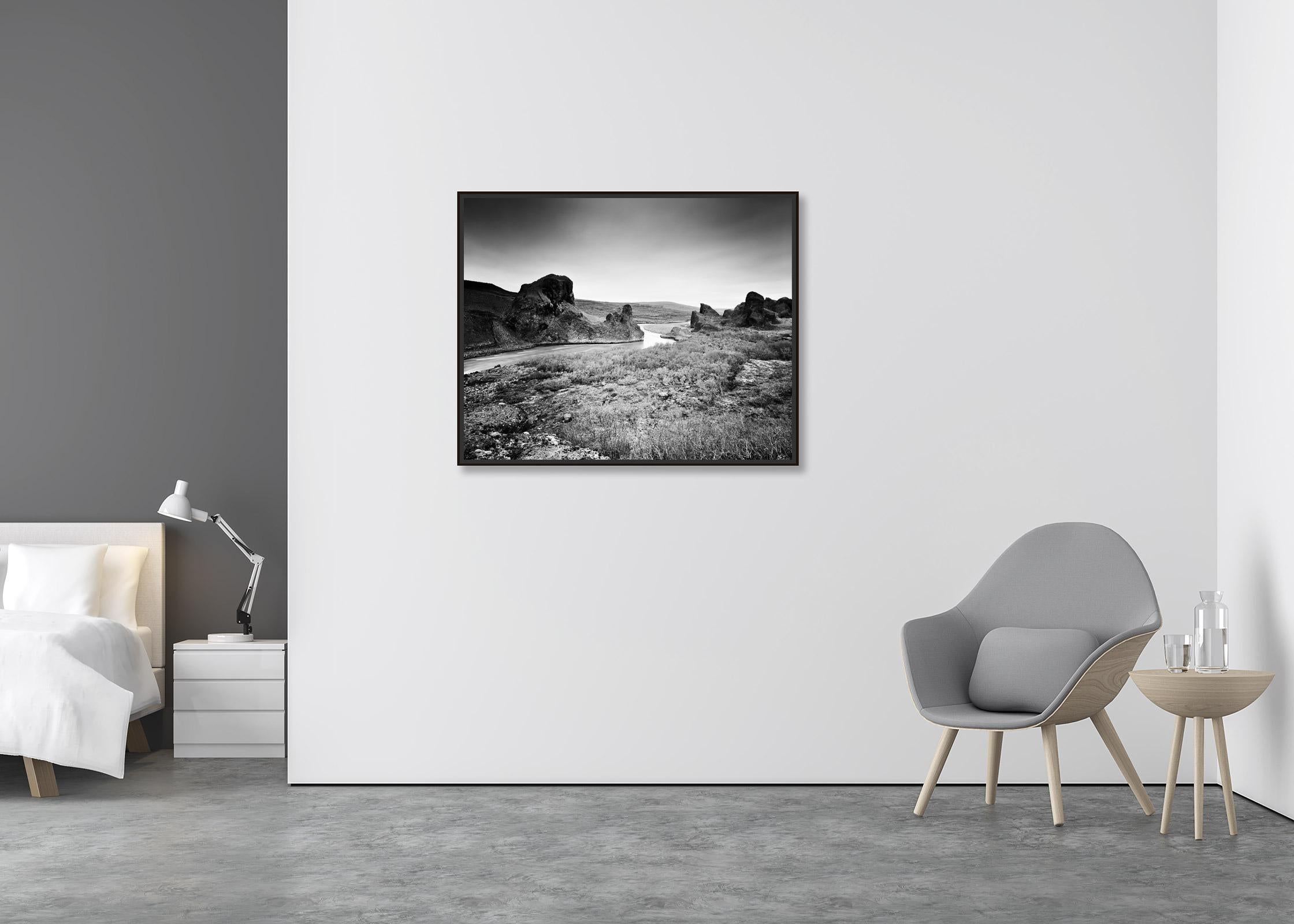 Follow Rivers, Iceland, black and white long exposure photography, landscape - Contemporary Photograph by Gerald Berghammer