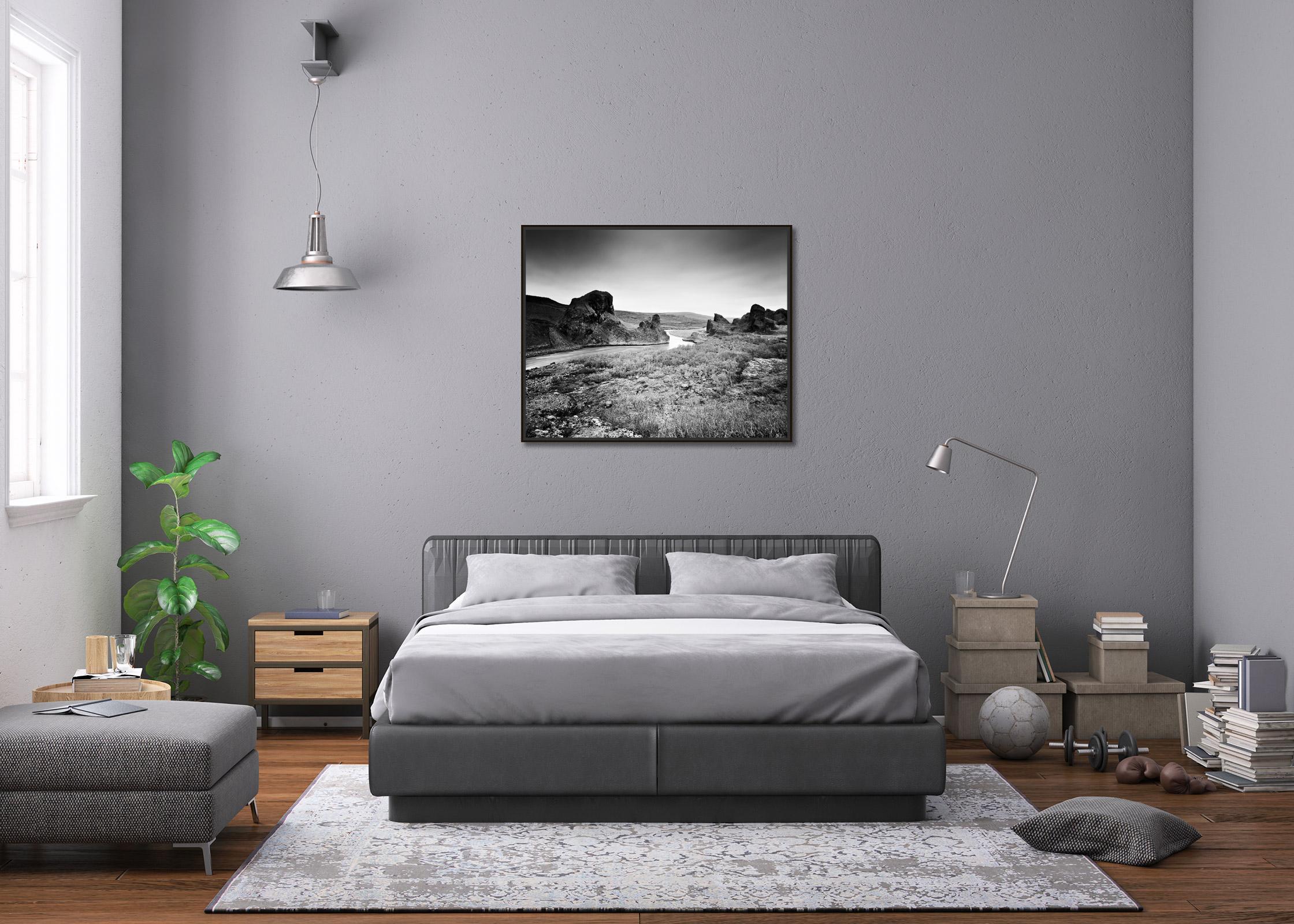 Follow Rivers, Iceland, black and white long exposure photography, landscape For Sale 1