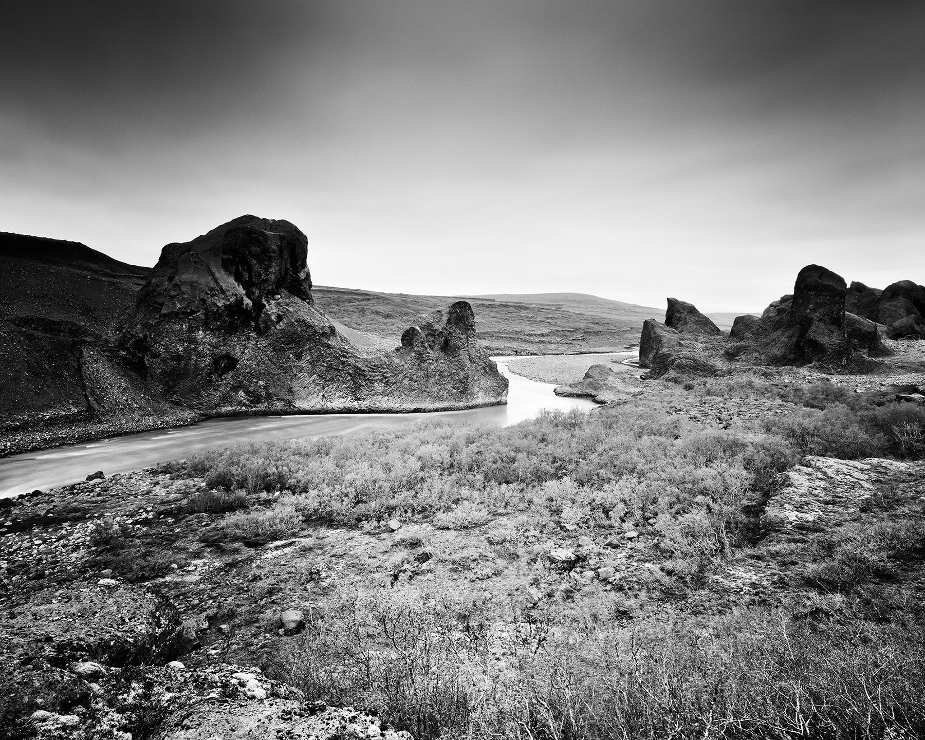 Gerald Berghammer Black and White Photograph - Follow Rivers, Iceland, black and white long exposure photography, landscape
