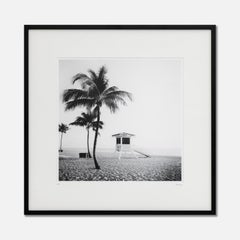 Fort Lauderdale Beach, Florida, USA, black and white art landscape, wood frame