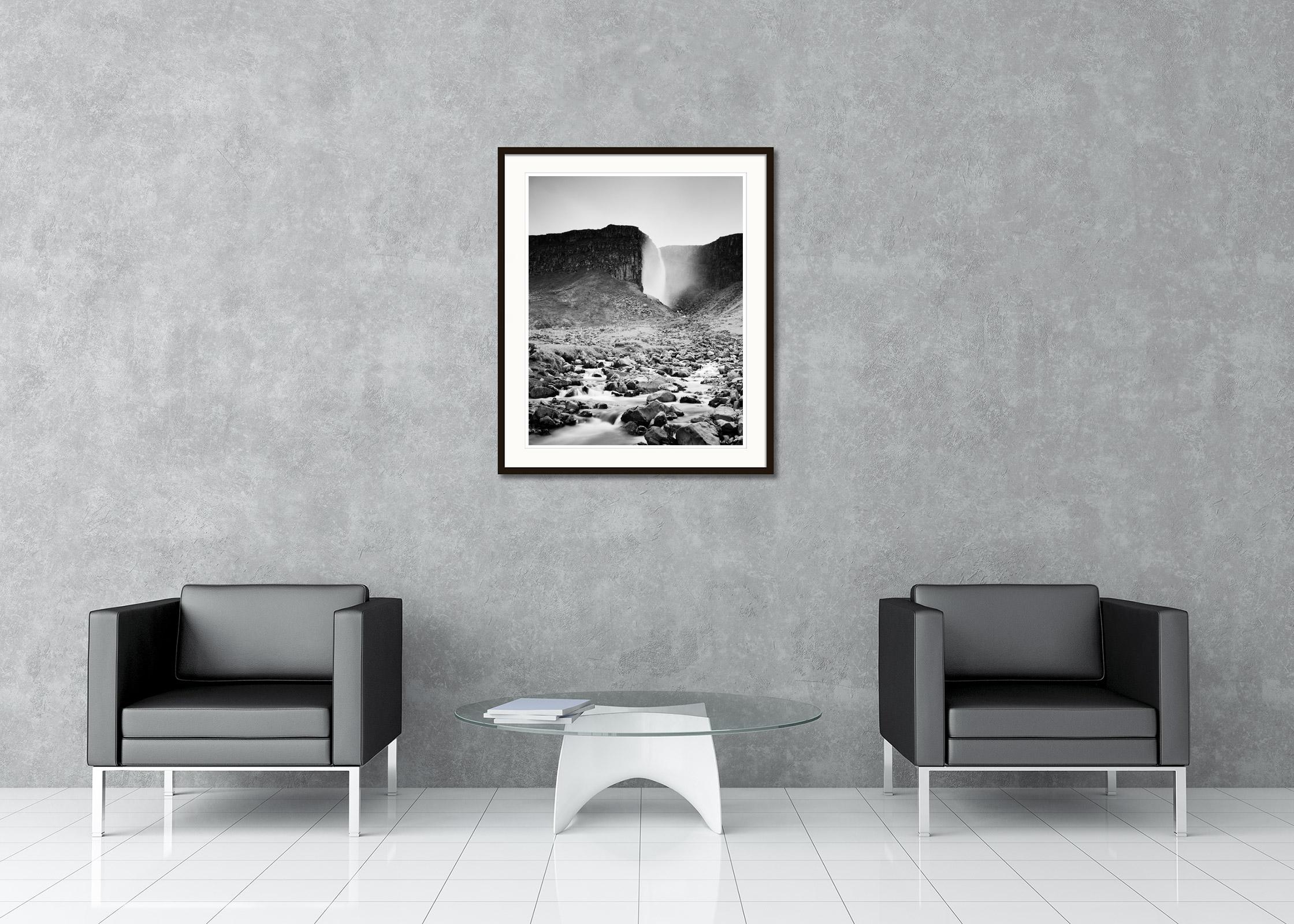 Foss, Waterfall, Mountain Stream, Iceland, b&w fine art, landspace photography For Sale 1