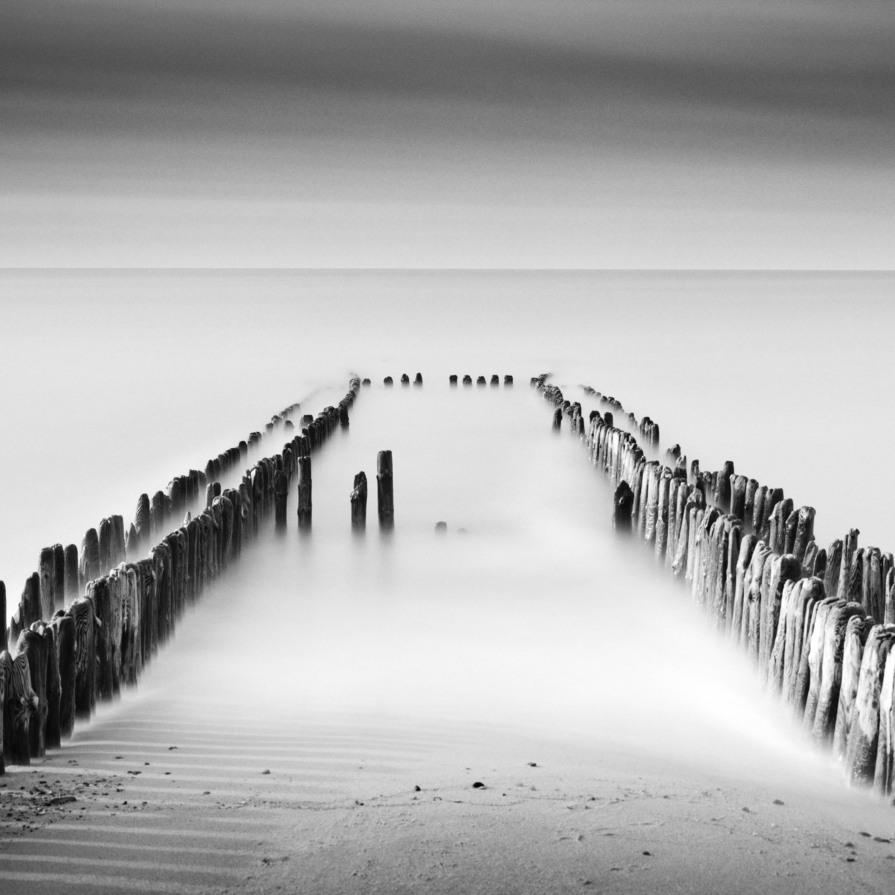 Four Lines, wavebreaker, black & white fine art minimalism landscape photography For Sale 3