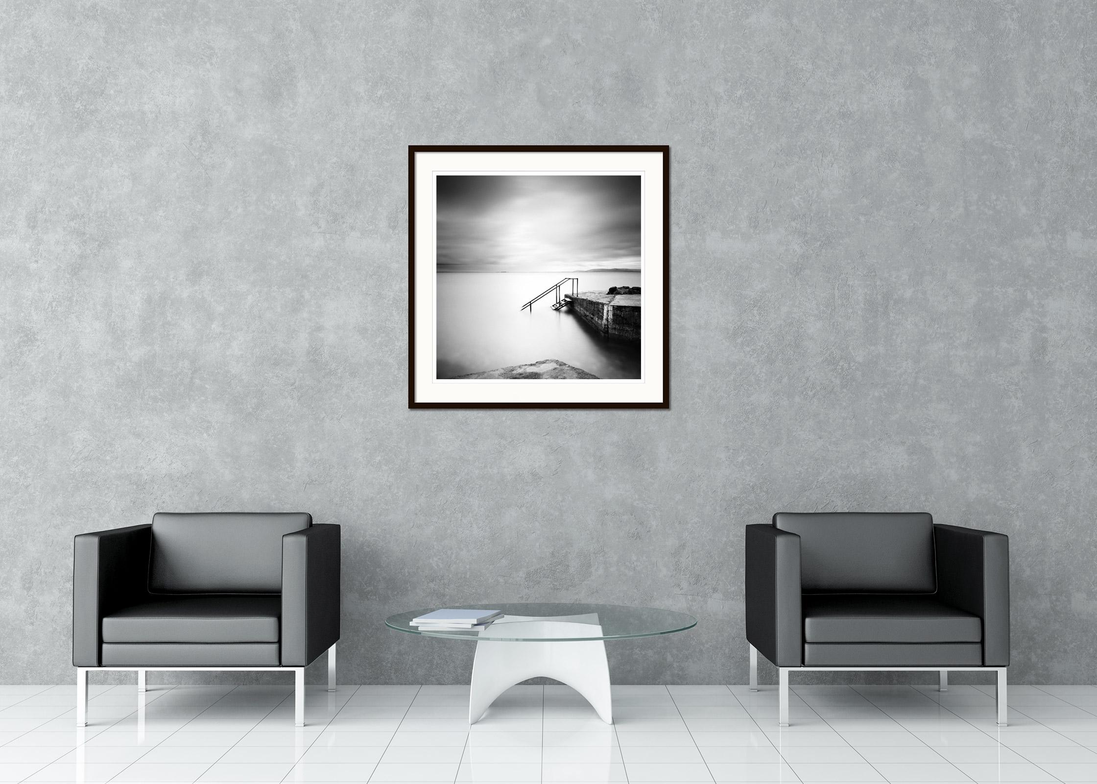 Four Steps Down, Ireland, minimalist black and white waterscape art photography - Contemporary Photograph by Gerald Berghammer