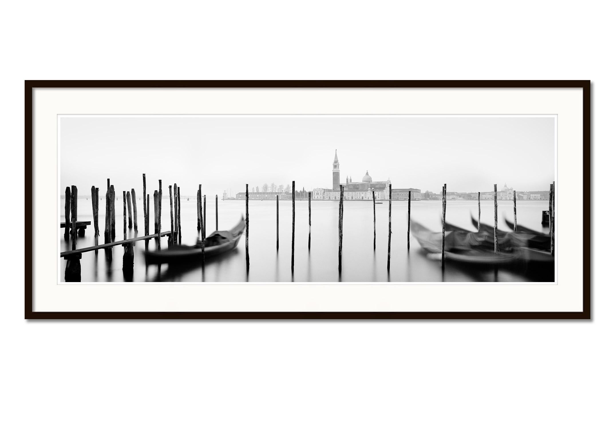 Free Space Panorama, Gondola, Venice, black & white, landscape photography print - Gray Black and White Photograph by Gerald Berghammer