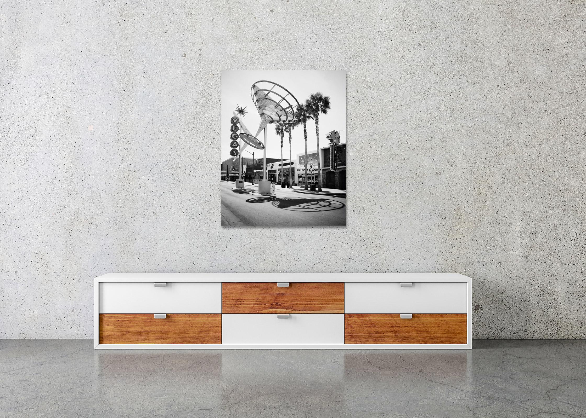 Fremont East District, Las Vegas, USA, black and white photography, landscape  For Sale 2
