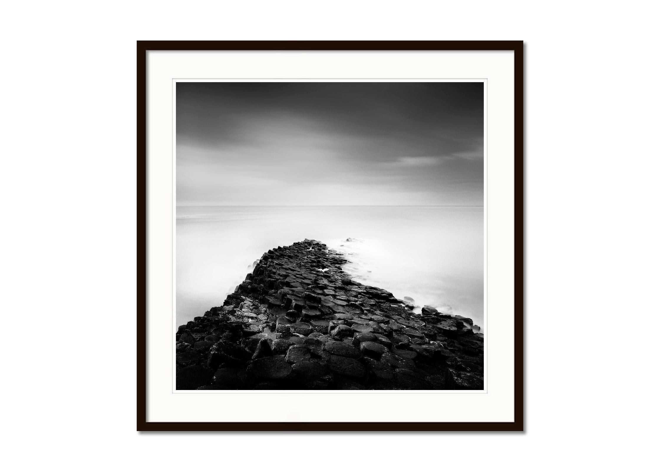 Giants Causeway Coast, Ireland, black and white fine art photography, landscape - Black Black and White Photograph by Gerald Berghammer
