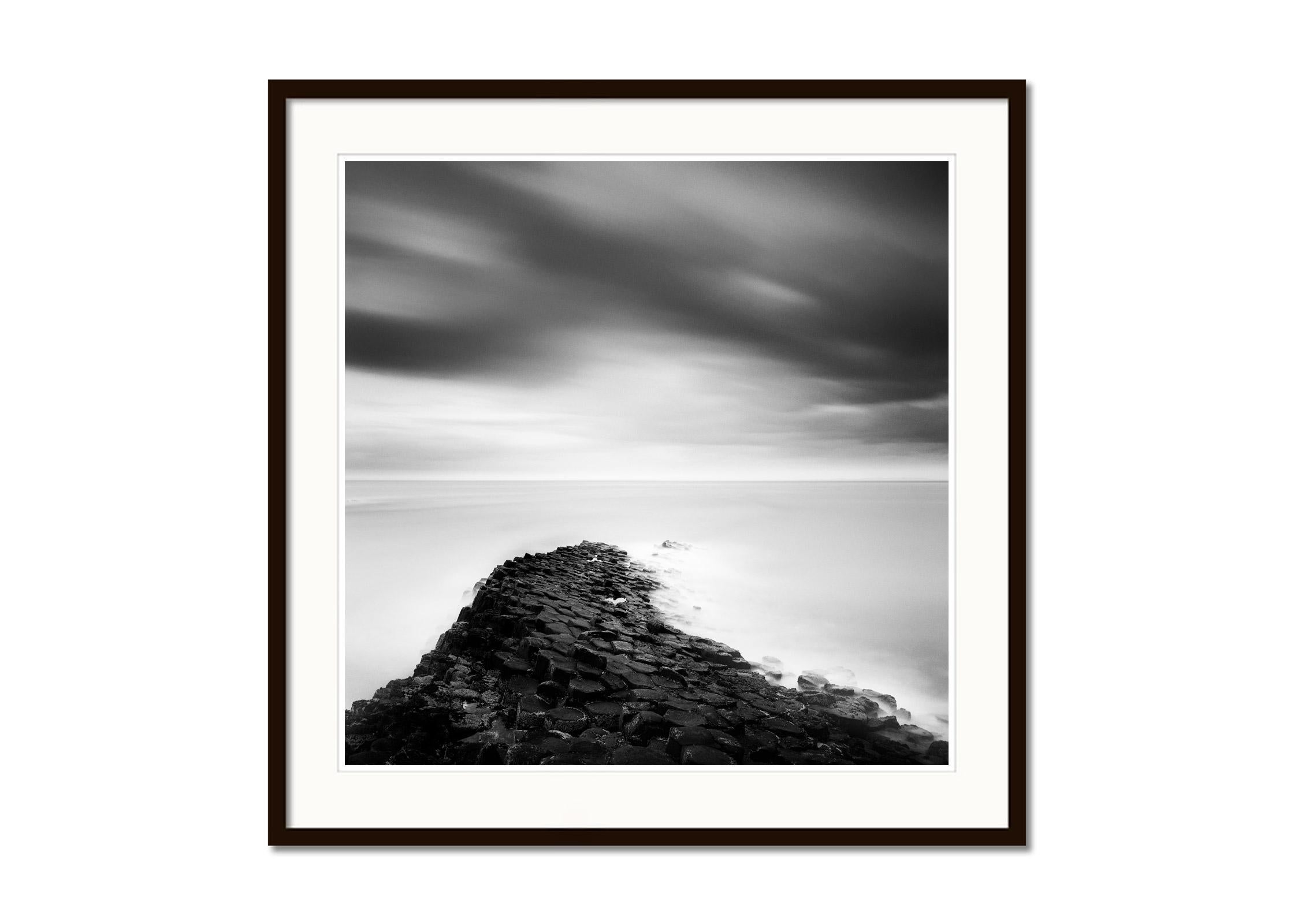 Giants Causeway, Coast, Ireland, black and white fine art landscape photography - Gray Black and White Photograph by Gerald Berghammer