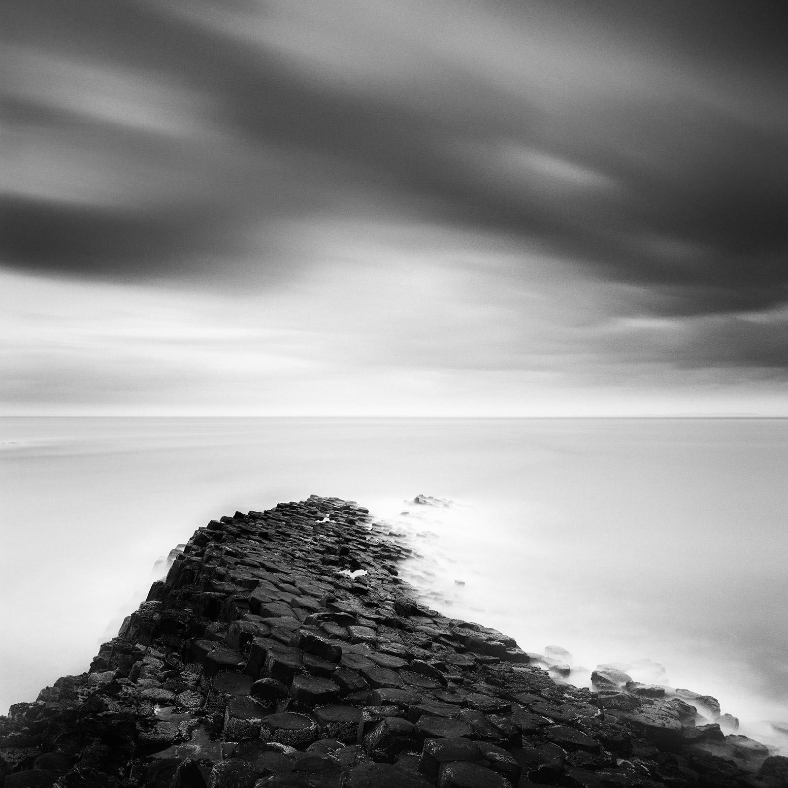 Chaussée des Géants, Côte, Irlande, photographie de paysage en noir et blanc