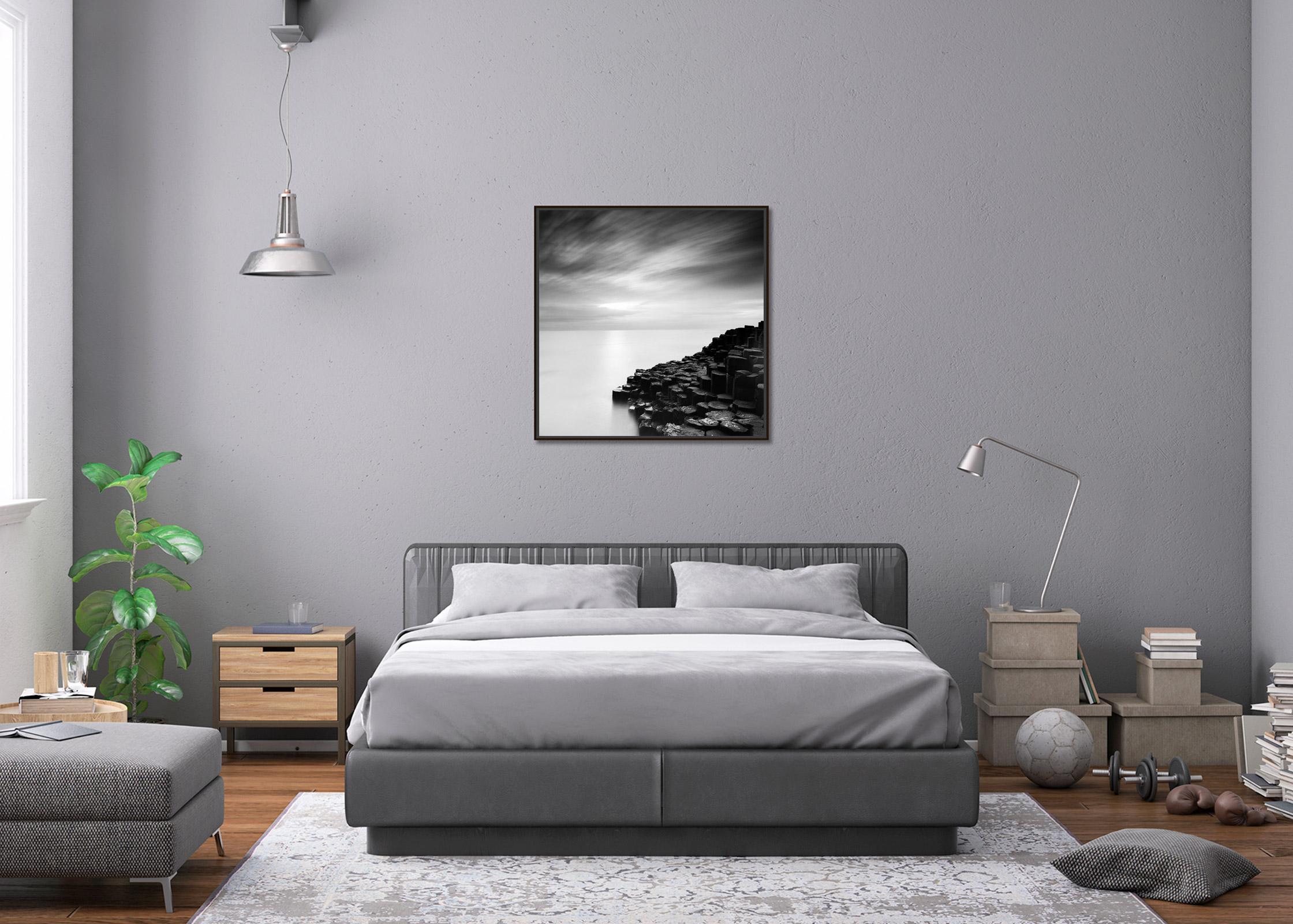 Giants Causeway, Irish coast, Ireland, black and white fine art landscape print For Sale 1