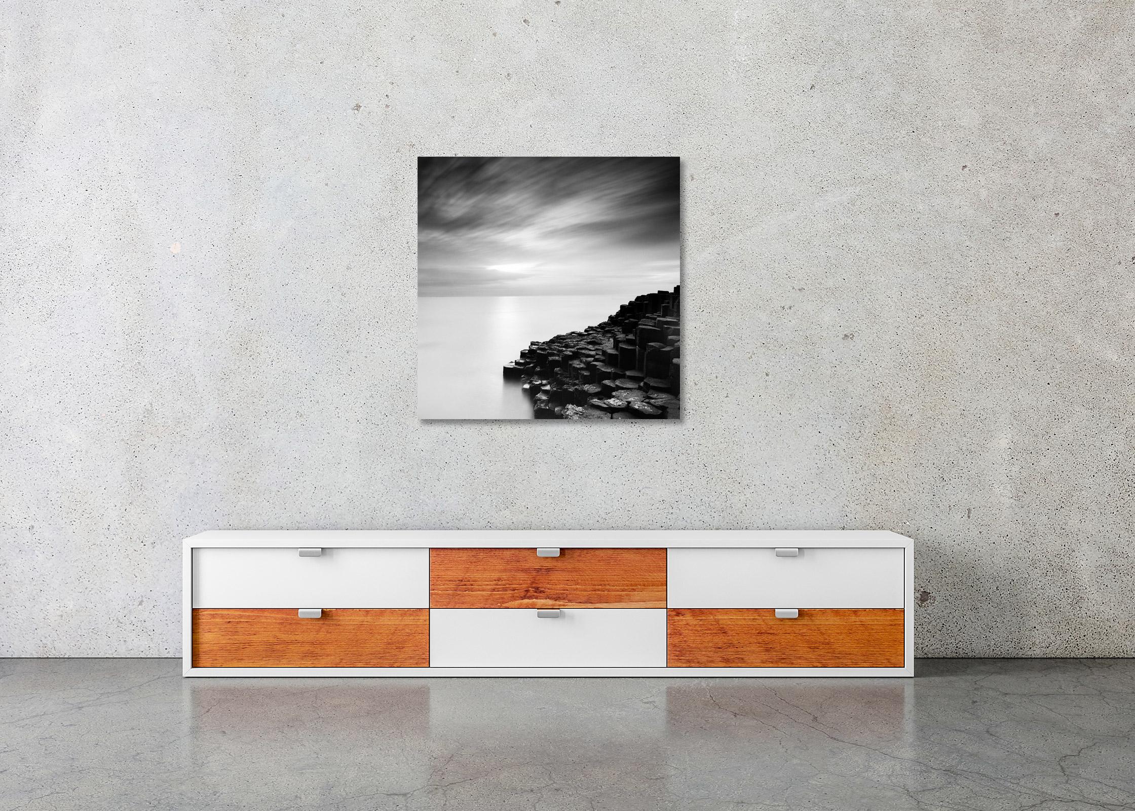 Giants Causeway, Irish coast, Ireland, black and white fine art landscape print For Sale 2