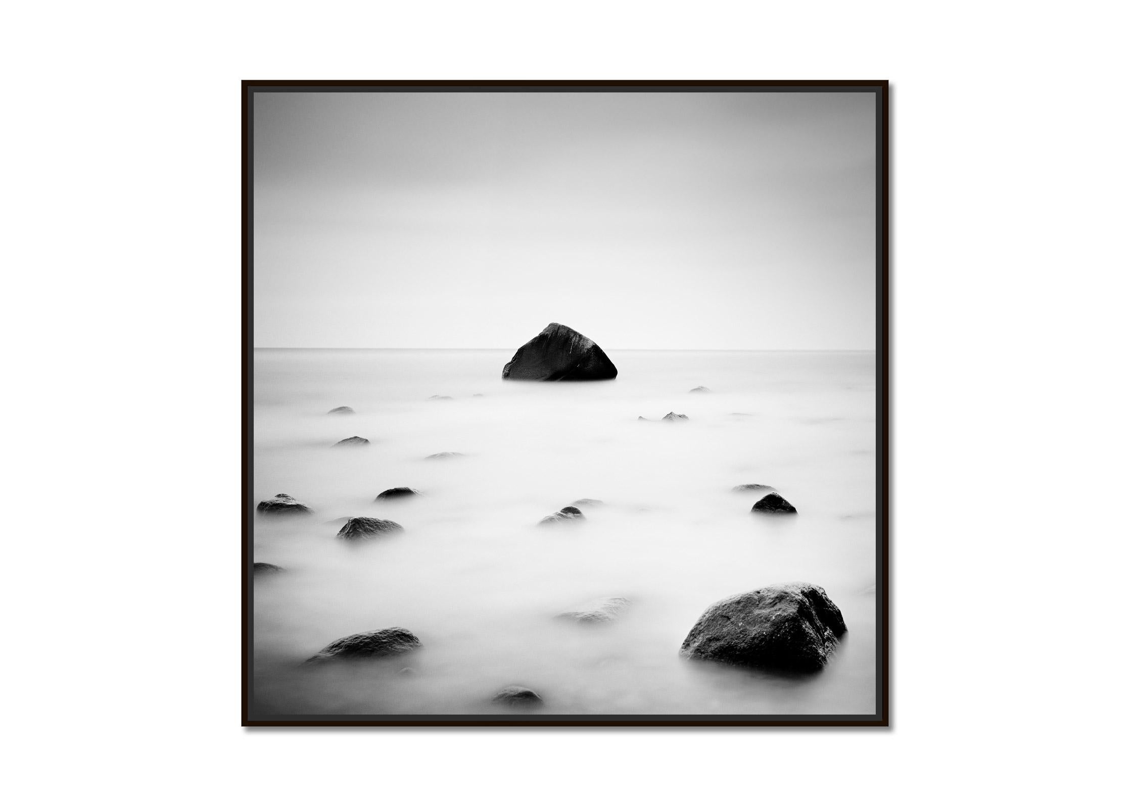 Glacial Erratic, Great Rocks, Germany, black and white, long exposure landscape  - Photograph by Gerald Berghammer