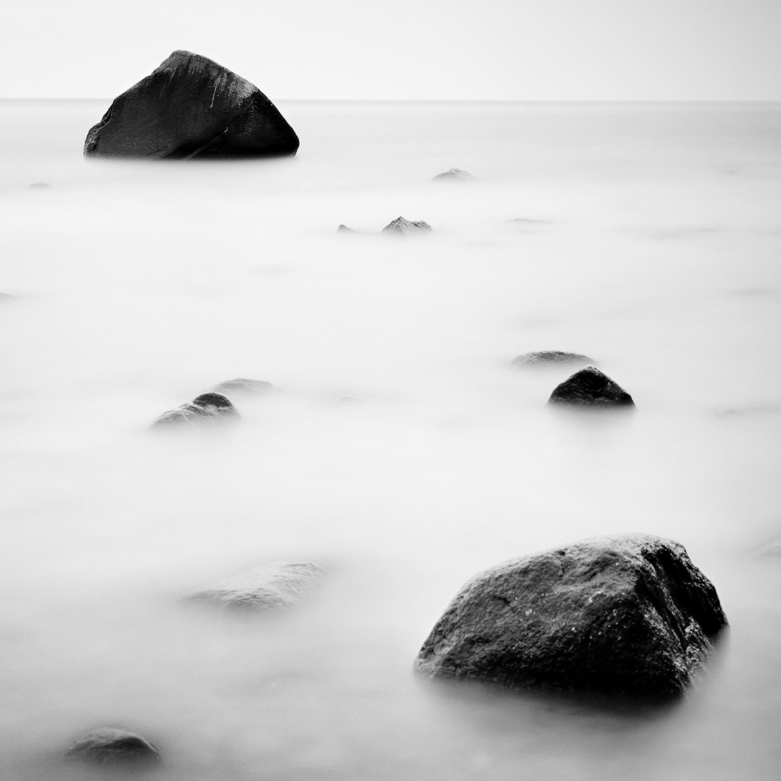 Glacial Erratic, Great Rocks, Germany, black and white, long exposure landscape  For Sale 4