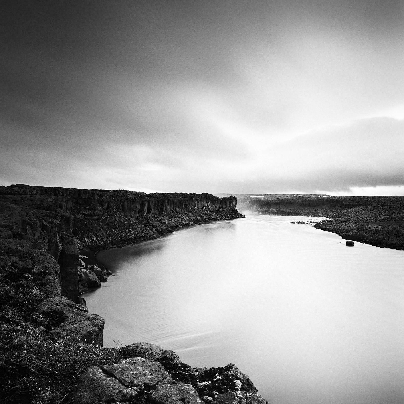 Gerald Berghammer Landscape Photograph - Glacial Stream, Iceland, long exposure, black and white landscape photography