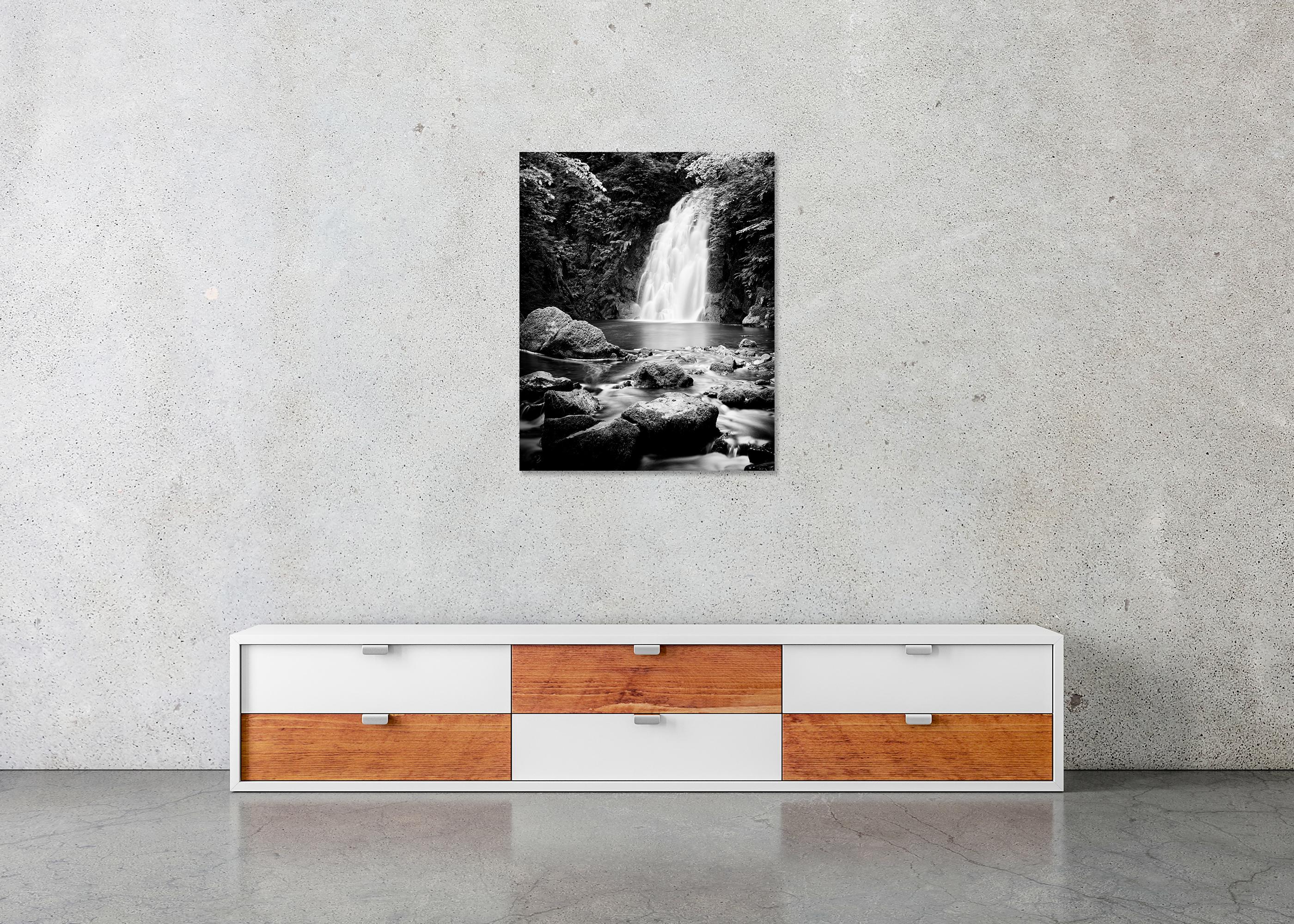 Glenoe Waterfall, Irlande, photographie noir et blanc, édition limitée, paysage en vente 4