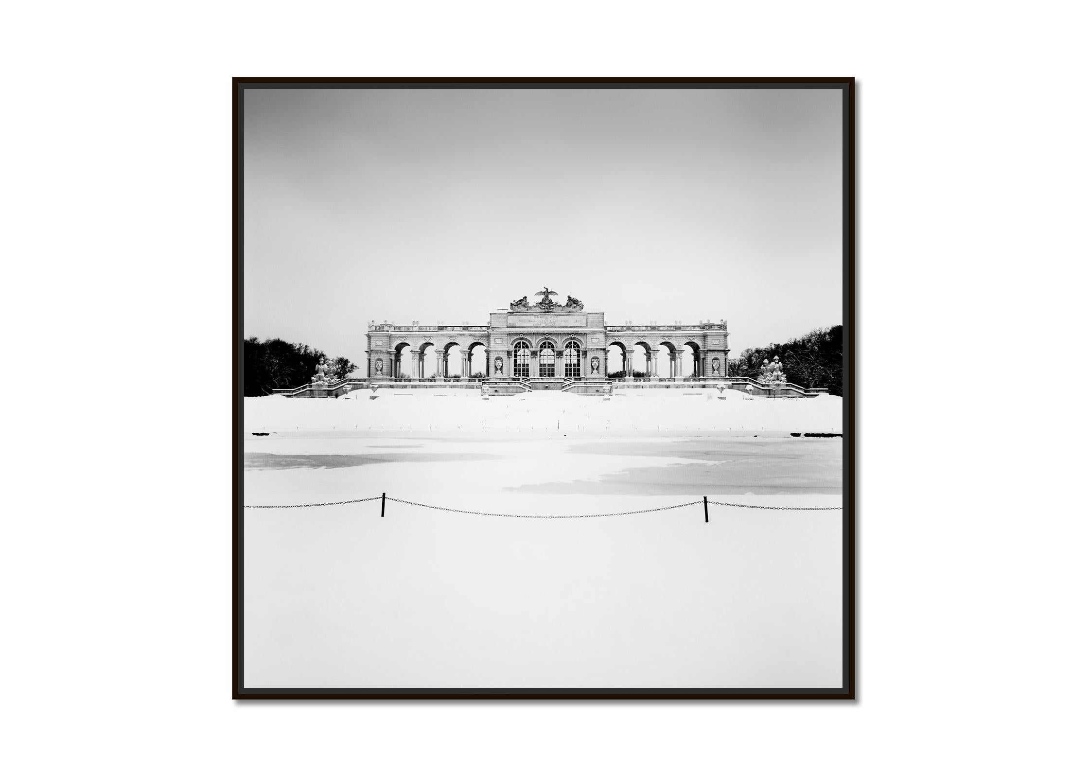 Gloriette Winter, Schloss Schoenbrunn, Vienna, B&W cityscape photography print - Photograph by Gerald Berghammer
