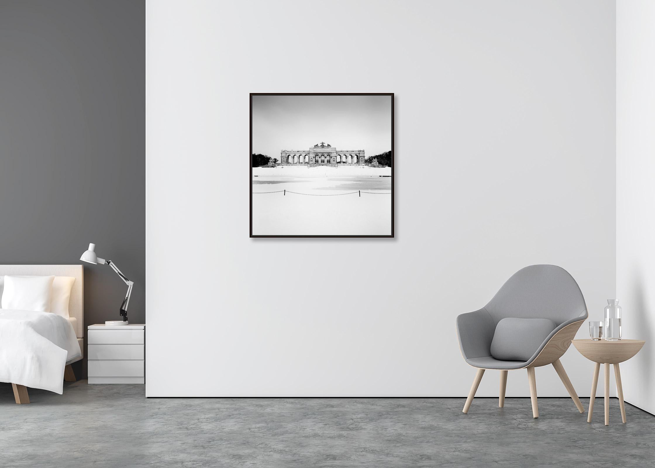 Gloriette Winter, Schloss Schoenbrunn, Vienna, B&W cityscape photography print - Contemporary Photograph by Gerald Berghammer