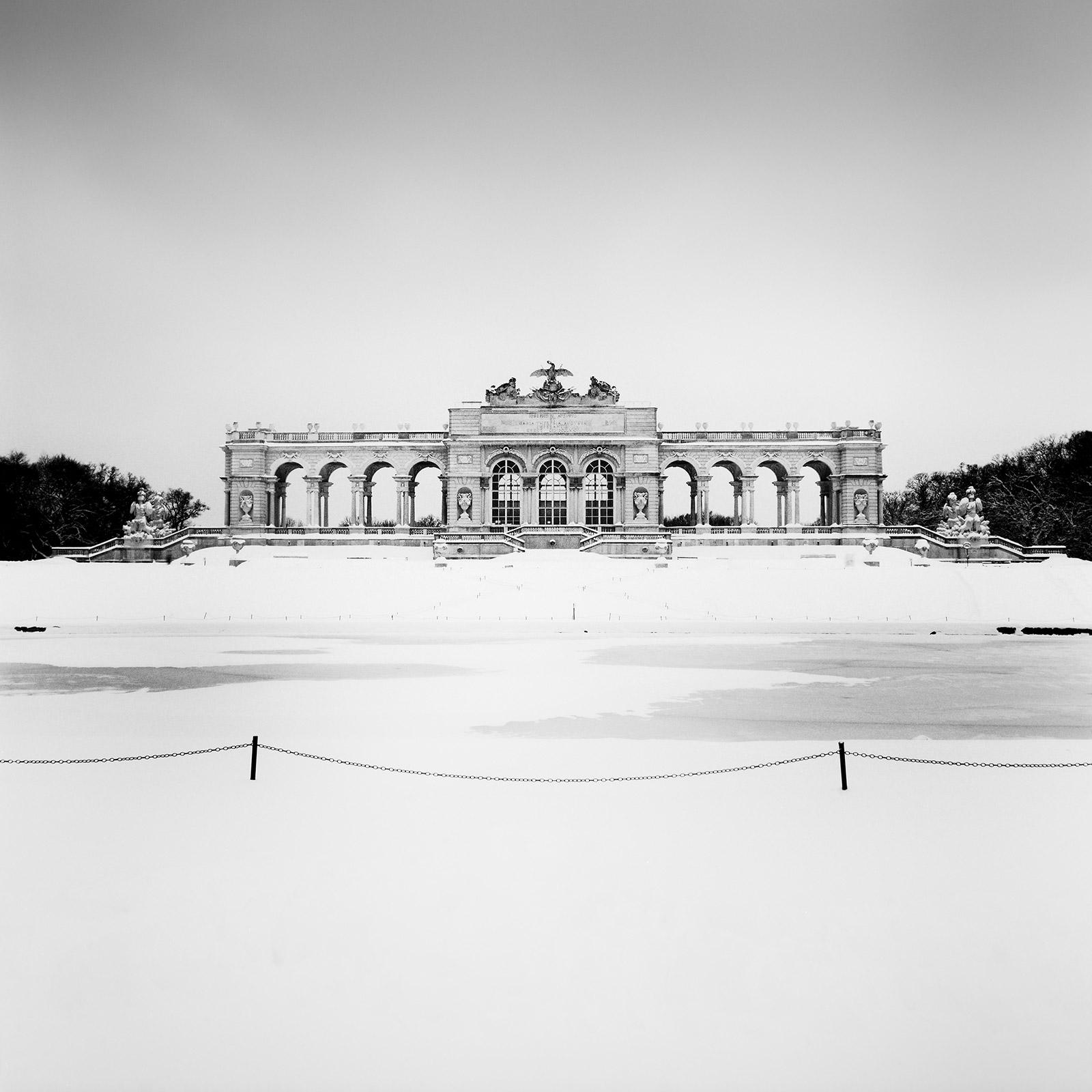 Gerald Berghammer Black and White Photograph - Gloriette Winter, Schloss Schoenbrunn, Vienna, B&W cityscape photography print
