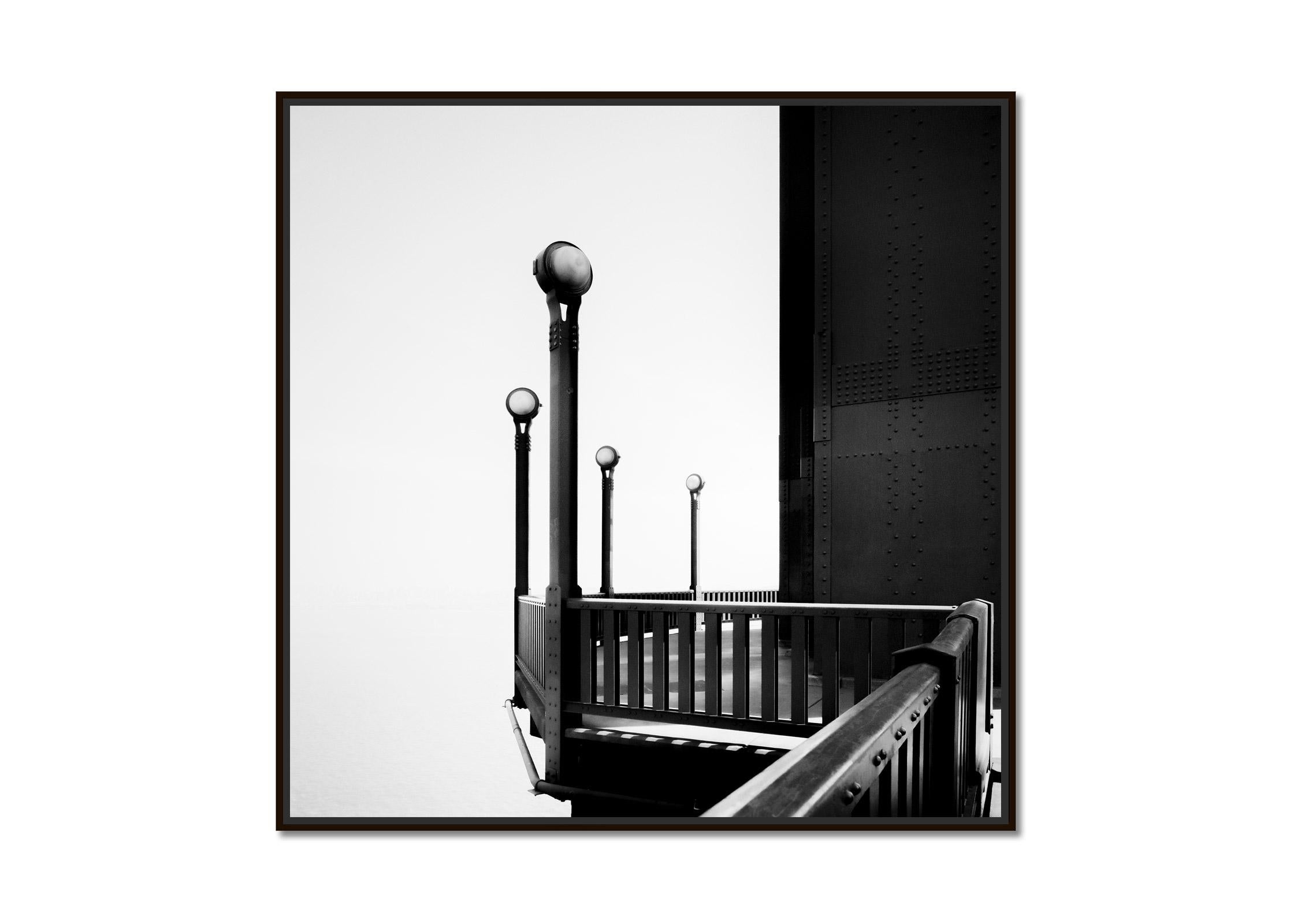 Golden Gate Bridge, detail, San Francisco, black & white photography, cityscape - Photograph by Gerald Berghammer