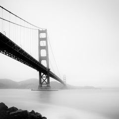 Golden Gate Bridge, foggy, San Francisco, black and white cityscape photography