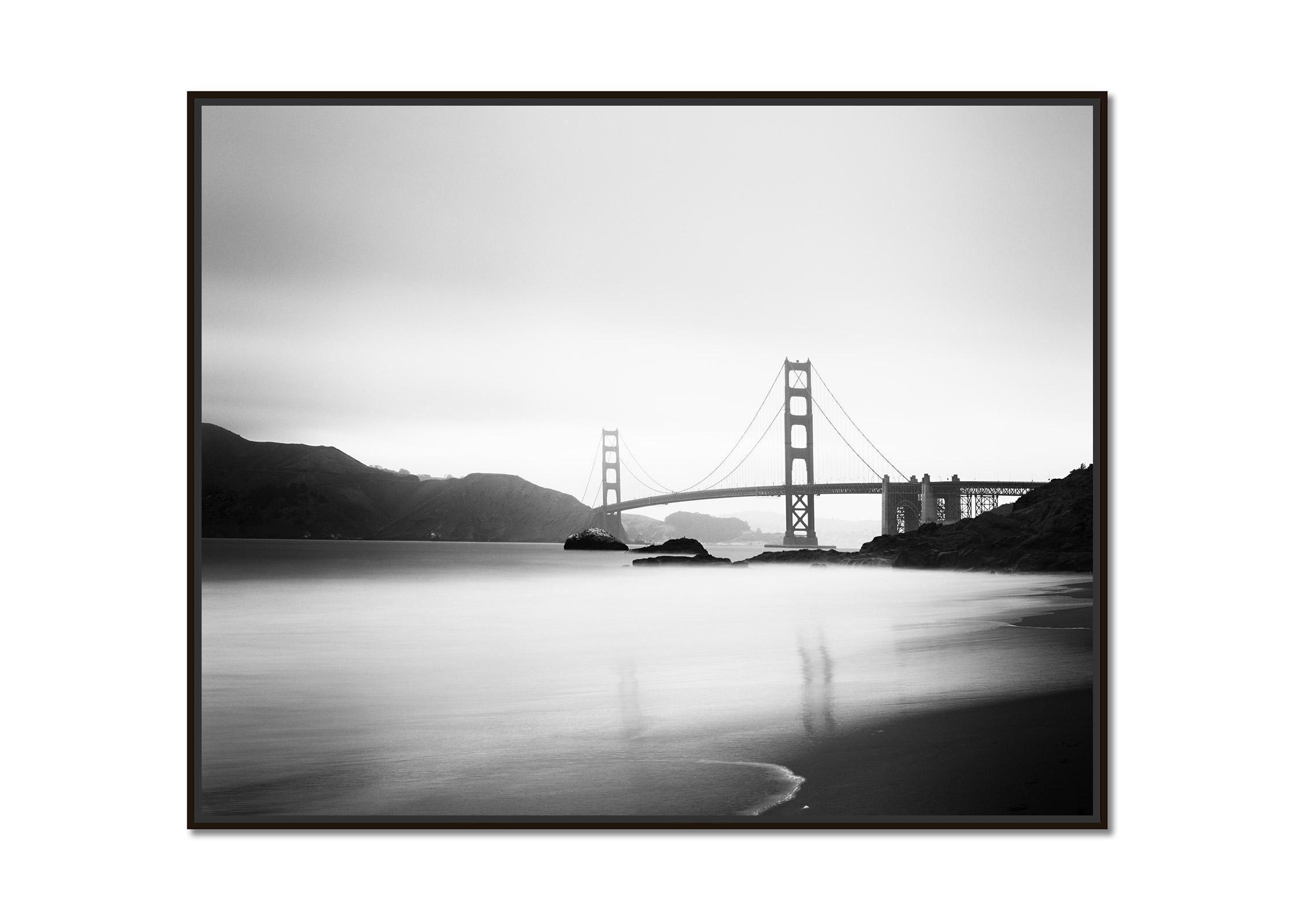 Golden Gate Bridge, Marshalls Beach, black and white landscape art photography - Photograph by Gerald Berghammer