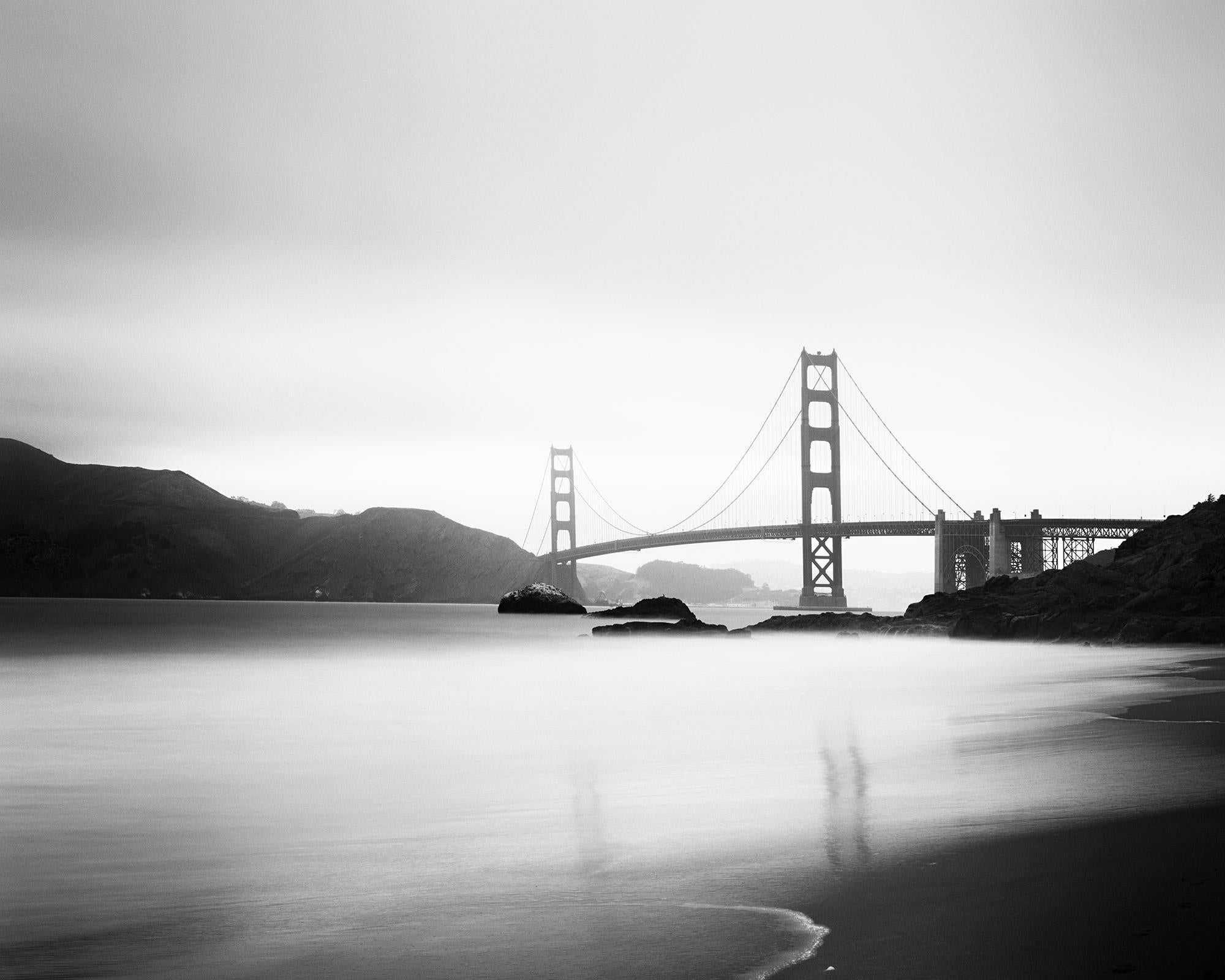 Gerald Berghammer Black and White Photograph - Golden Gate Bridge, Marshalls Beach, black and white landscape art photography