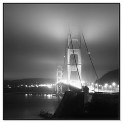 Golden Gate Bridge, night, San Francisco, USA, black white landscape photography