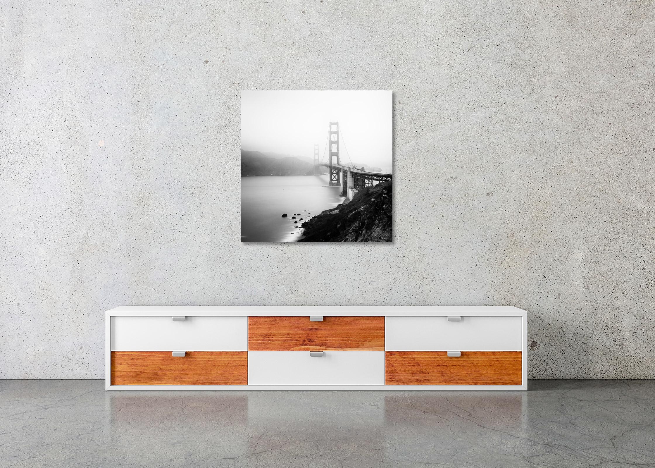 Golden Gate Bridge, San Francisco, Architecture, black and white art photography For Sale 1