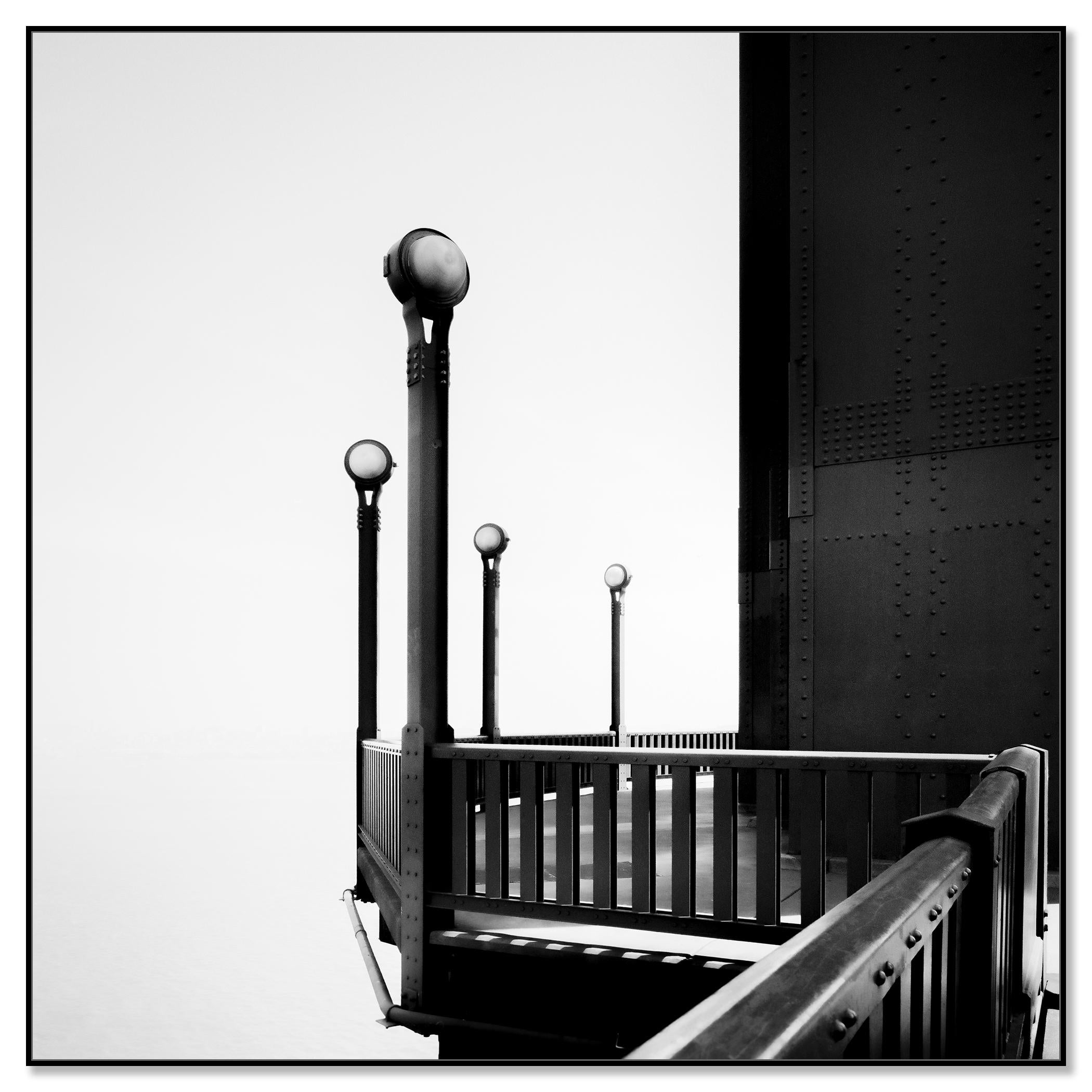 Golden Gate Bridge, monochrome limited minimalist cityscape - Photograph by Gerald Berghammer