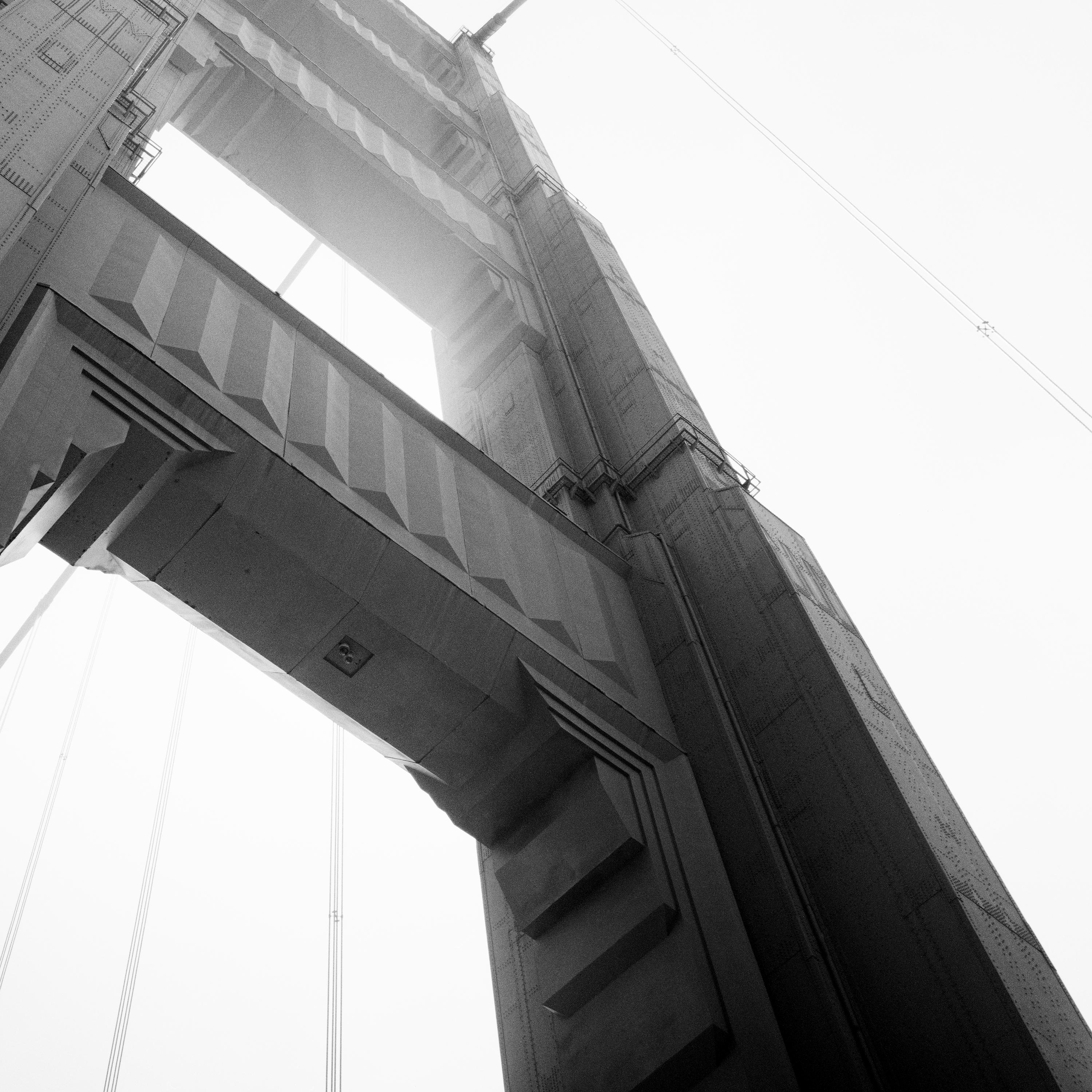 Golden Gate Bridge, Tower, San Francisco, USA, black and white art photography For Sale 5