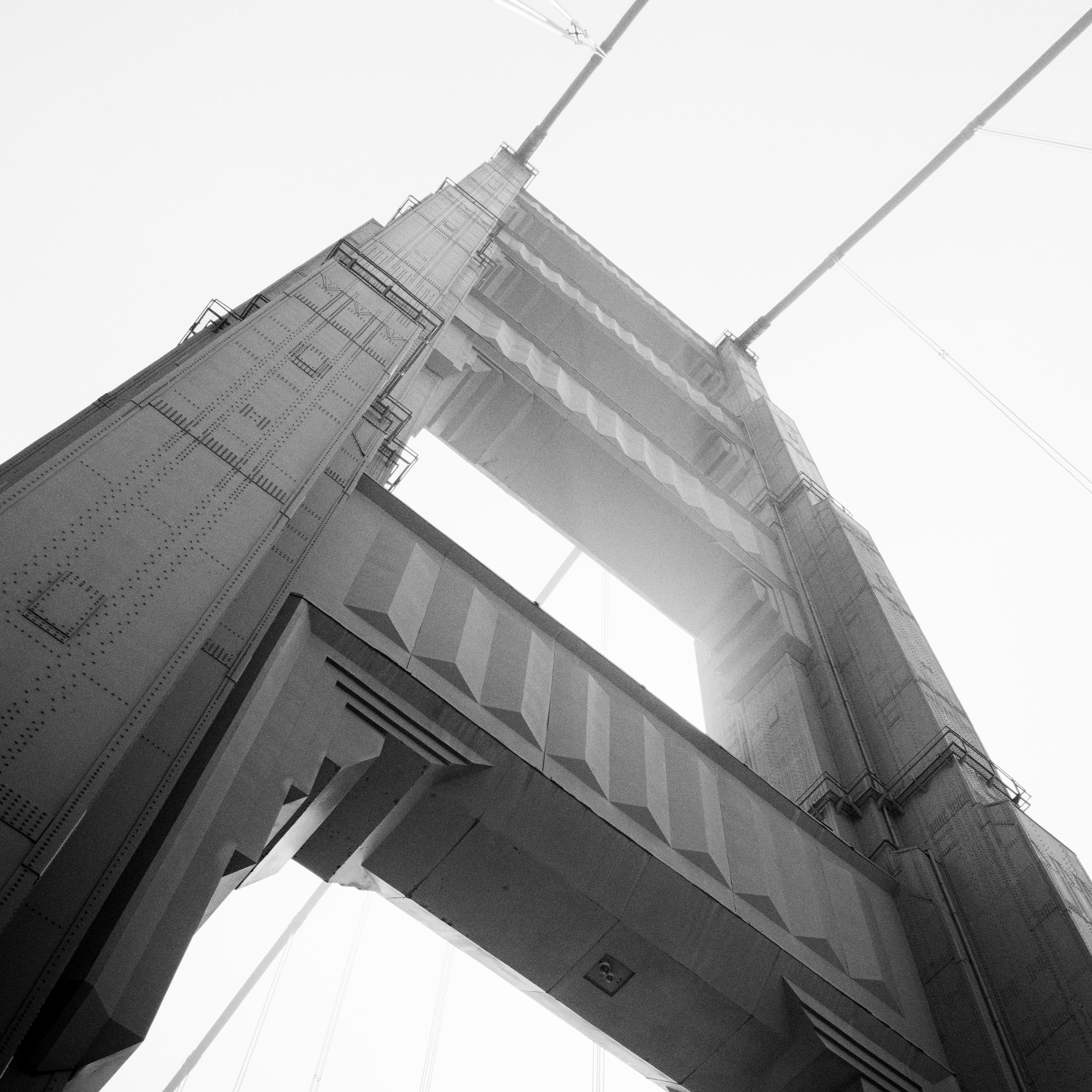 Golden Gate Bridge, Tower, San Francisco, USA, black and white art photography For Sale 3