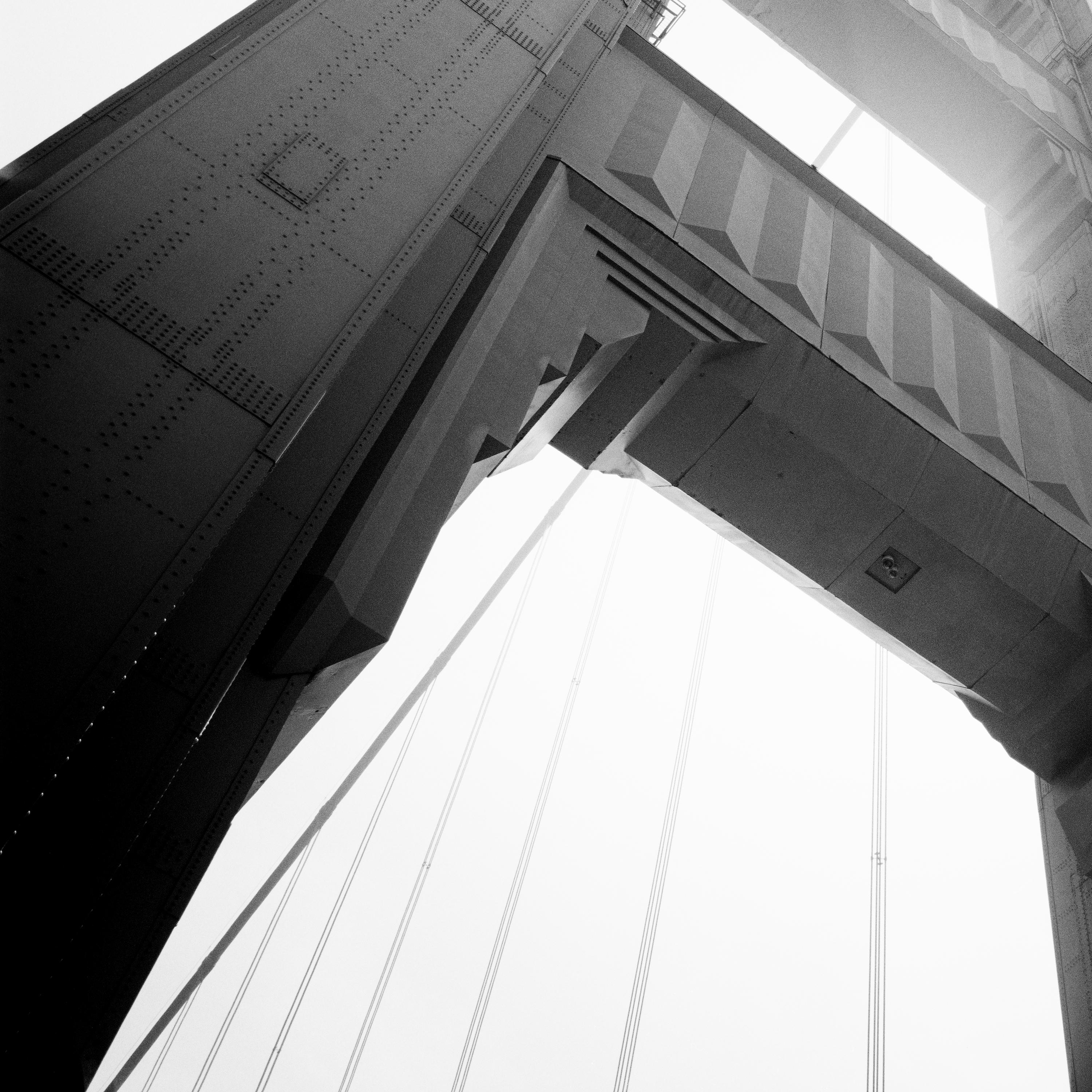 Golden Gate Bridge, Tower, San Francisco, USA, black and white art photography For Sale 4