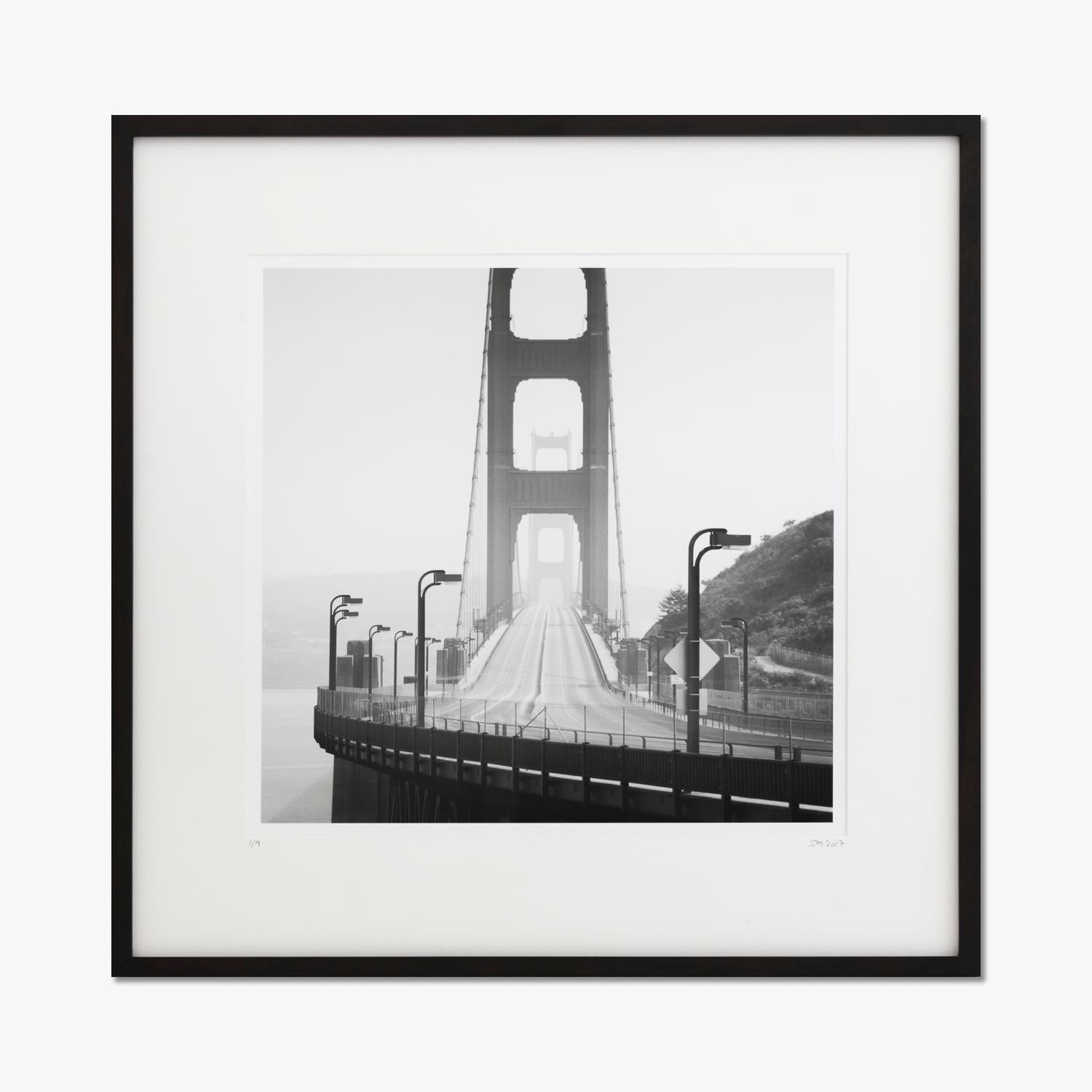 Golden Gate, CA, USA, photographie d'art gélatino-argentique en noir et blanc, encadrée
