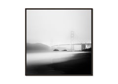Golden Gate Bridge, foggy, night, USA, black and white photography, landscape