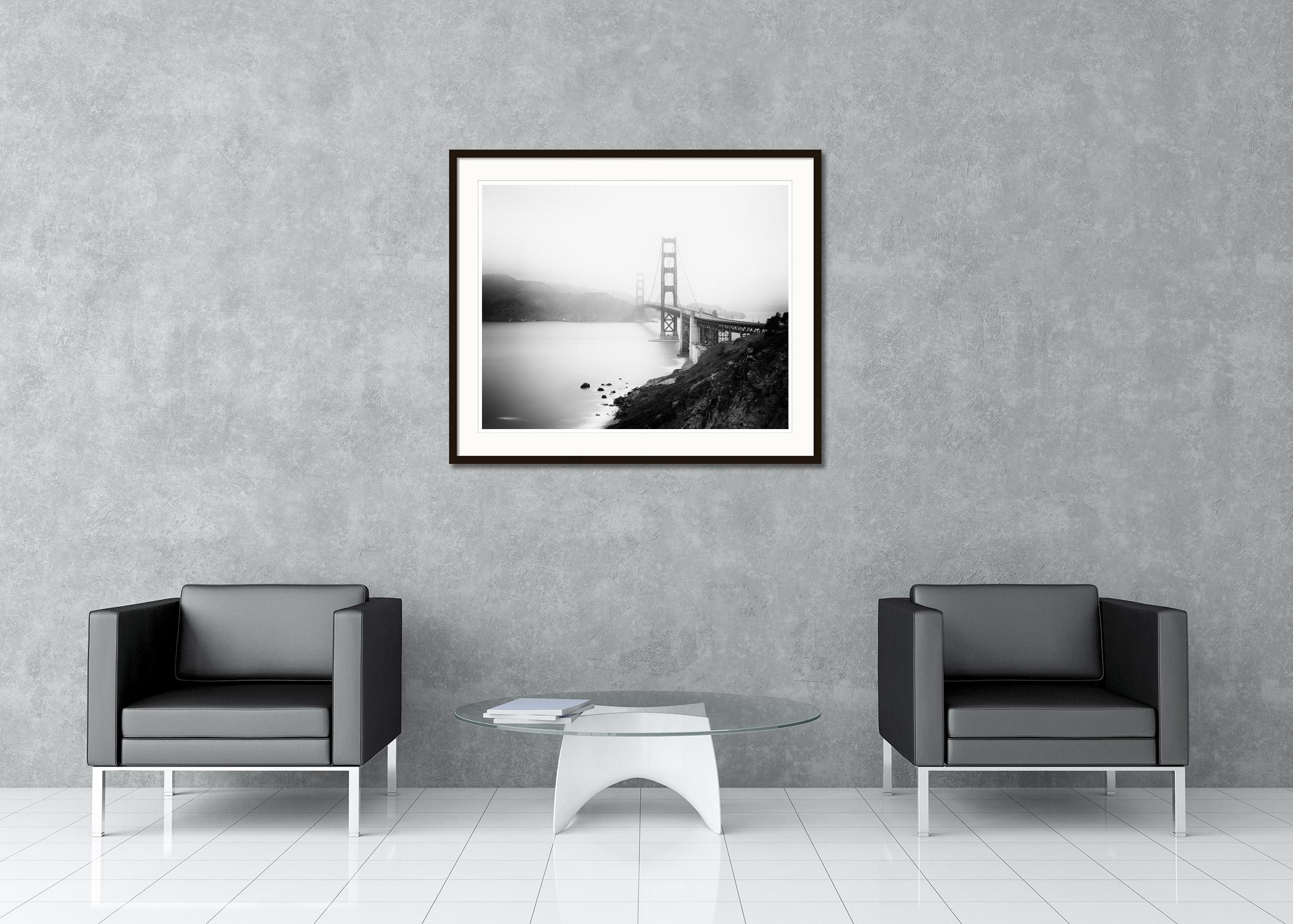 Golden Gate Overlook San Francisco USA black white art landscape photography - Gray Black and White Photograph by Gerald Berghammer