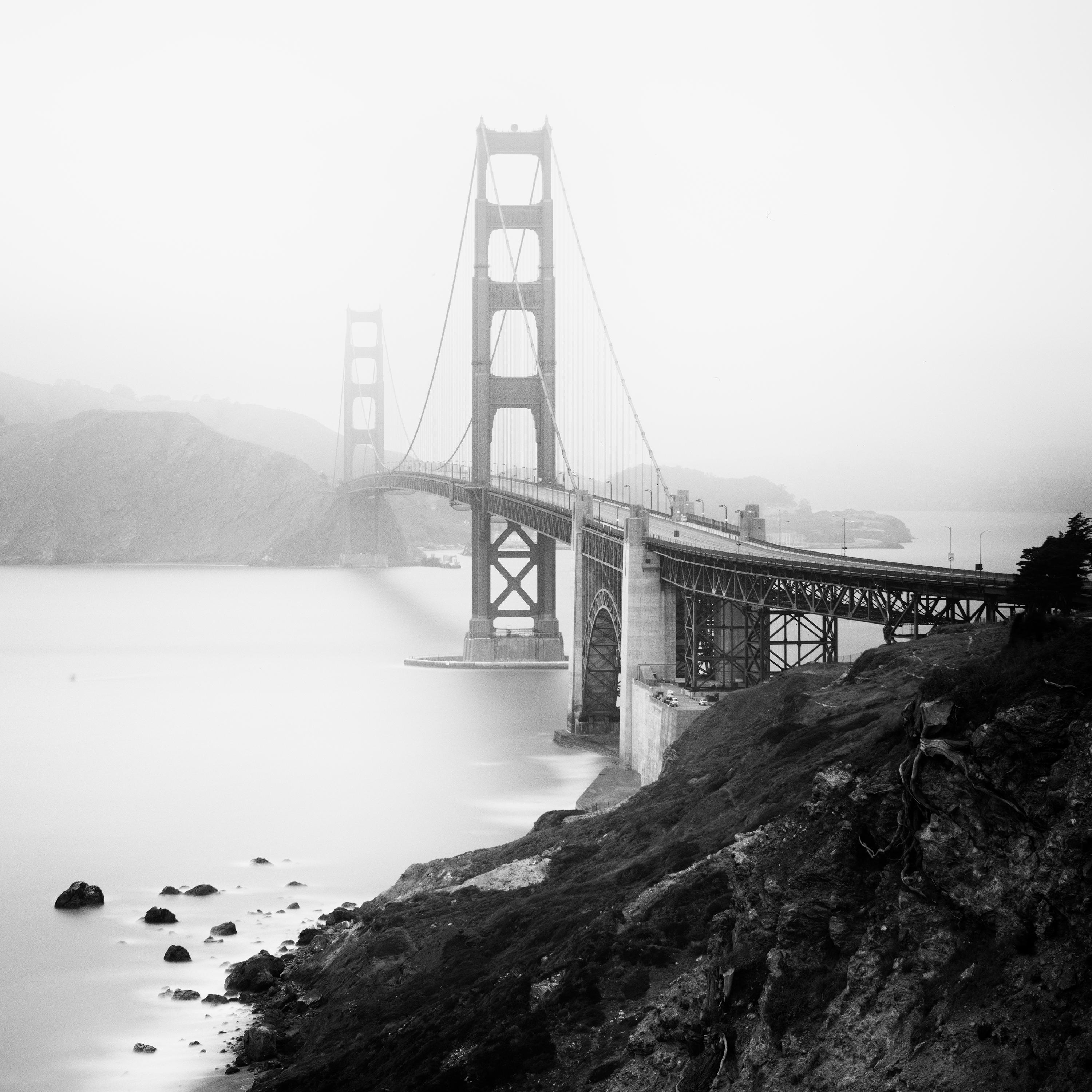 Golden Gate Overlook San Francisco USA black white art landscape photography For Sale 2