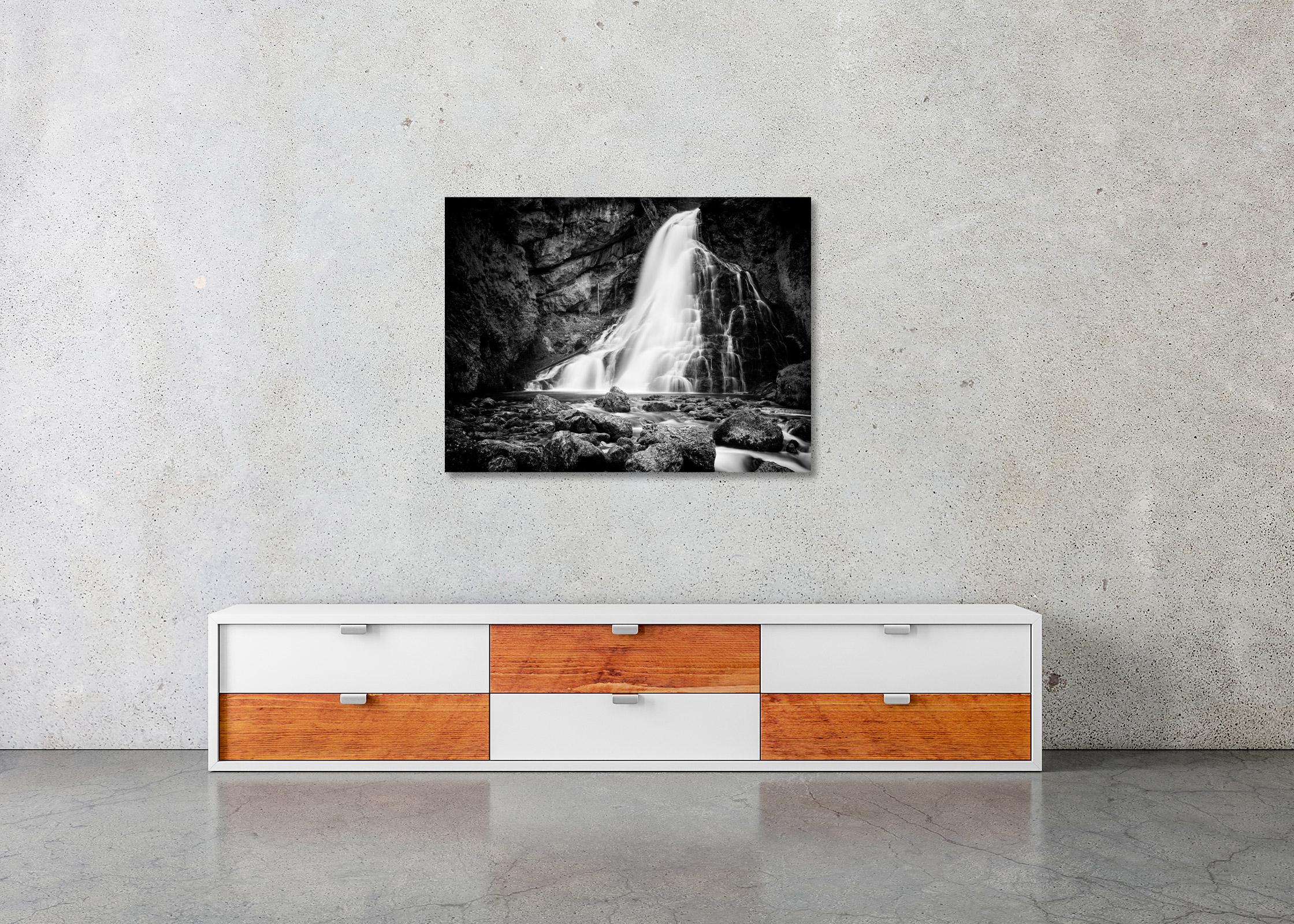 Golling Falls, mountain waterfall, black and white landscape fineart photography For Sale 2