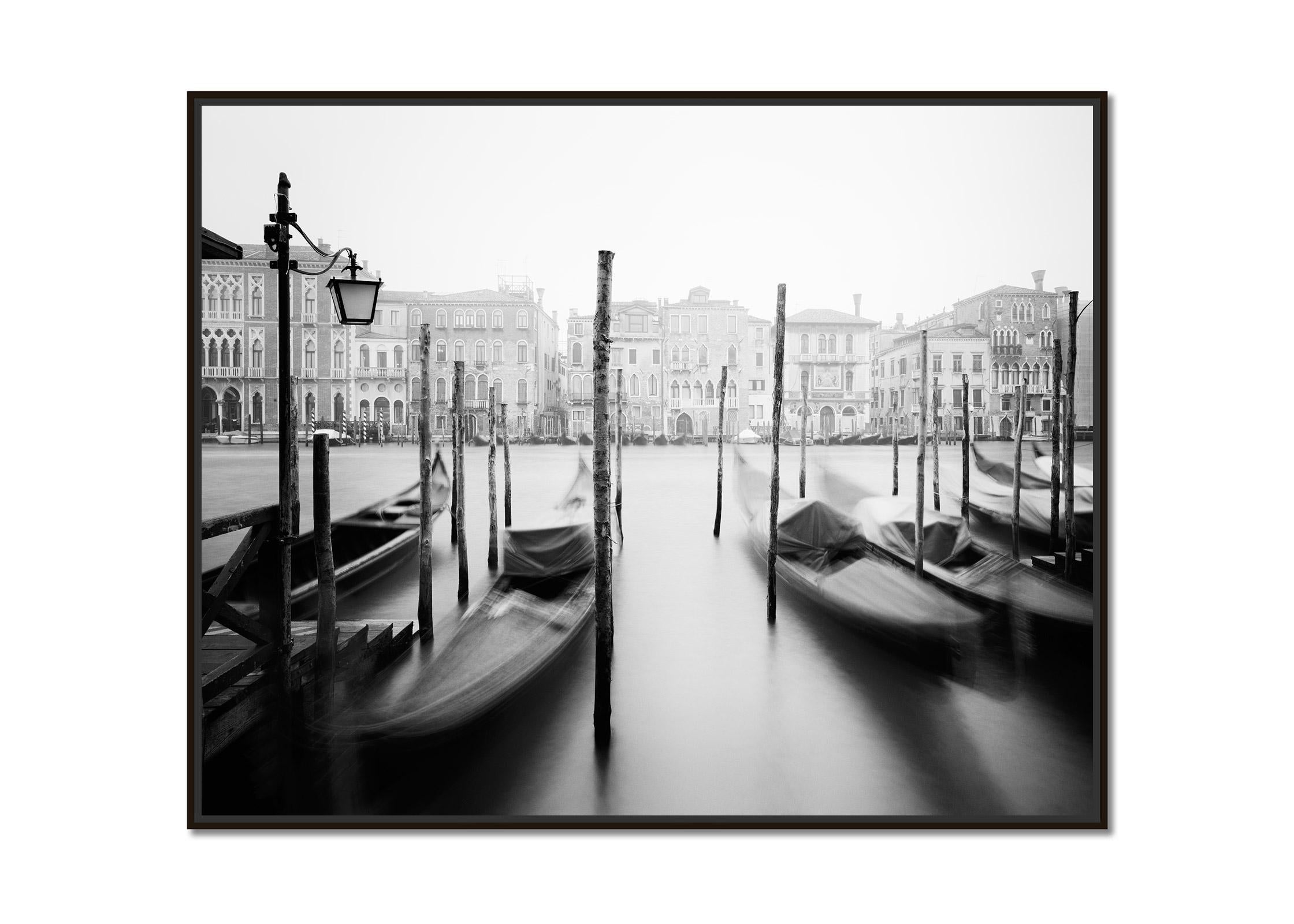 Gondola, Canal Grande, Venice, black and white fine art cityscape photography - Photograph by Gerald Berghammer