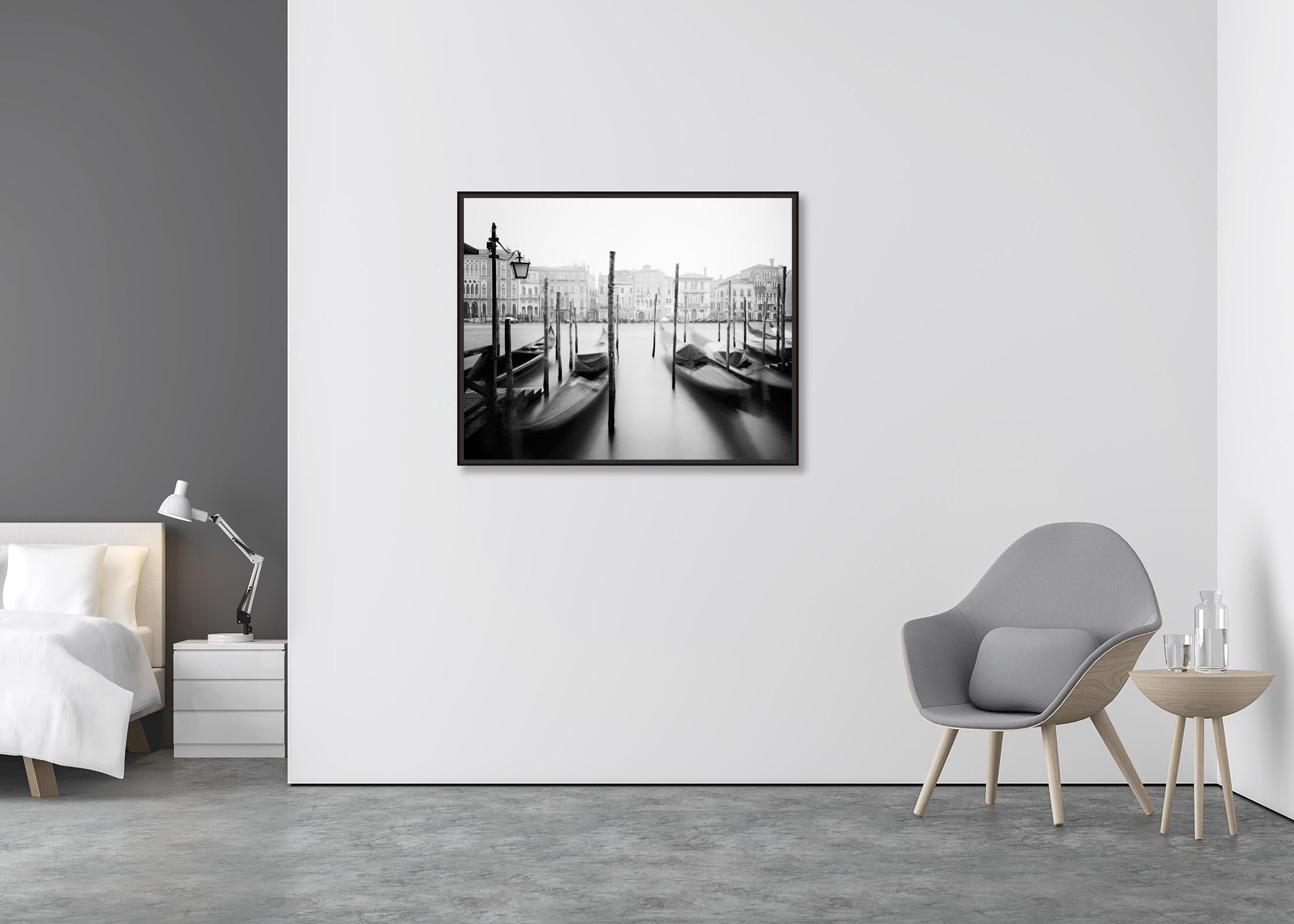 Gondola, Canal Grande, Venice, black and white fine art cityscape photography - Contemporary Photograph by Gerald Berghammer