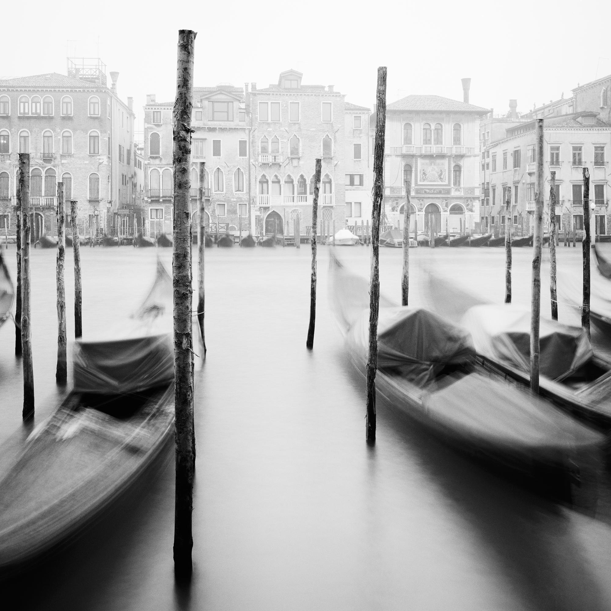 Gondola, Canal Grande, Venice, black and white fine art cityscape photography For Sale 4