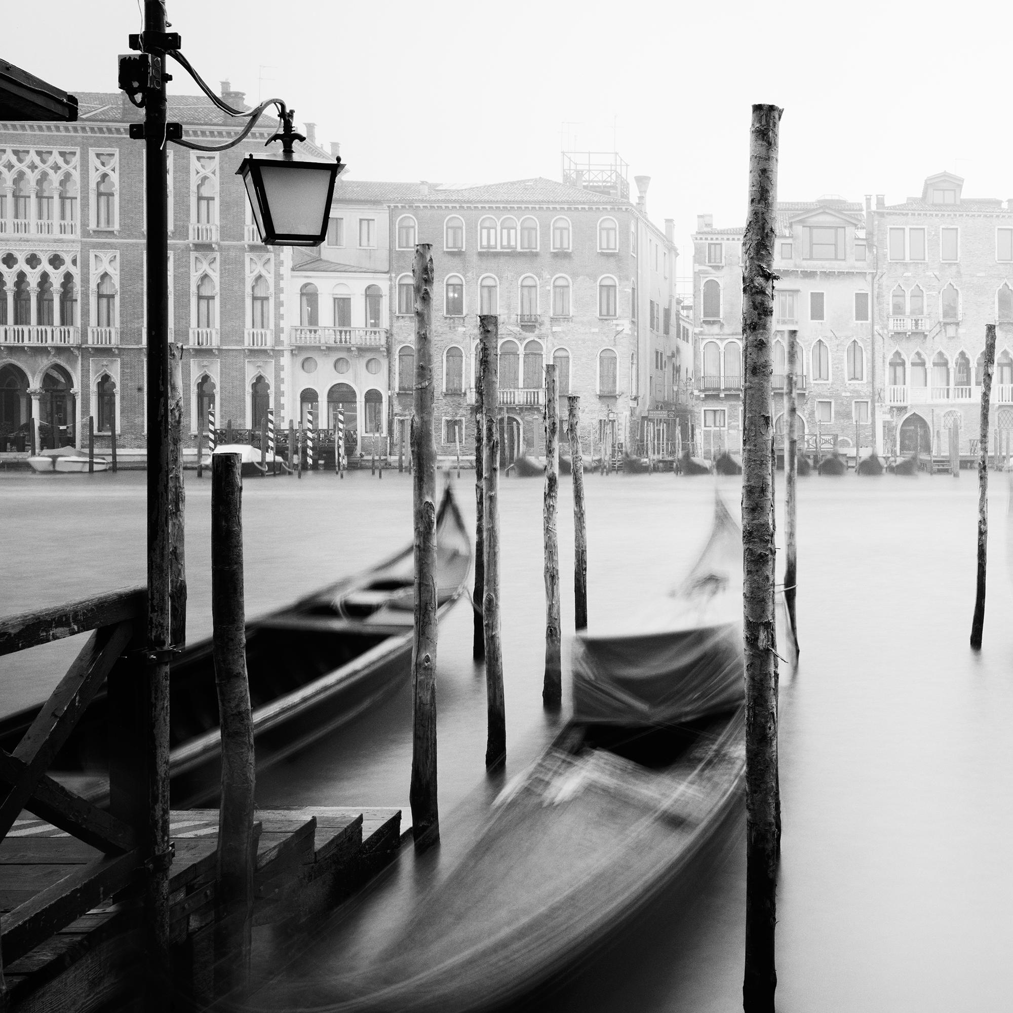 Gondola, Canal Grande, Venice, black and white fine art cityscape photography For Sale 5