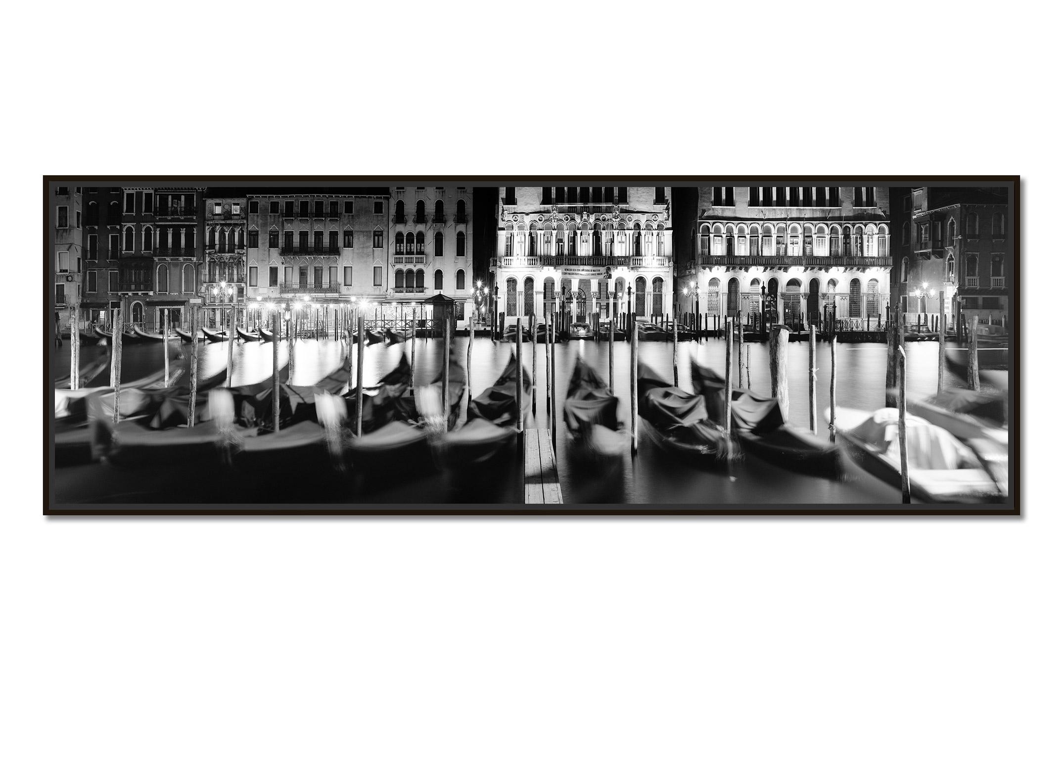 Gondola Night Study #1, Venice, black and white fine art photography, landscape - Photograph by Gerald Berghammer