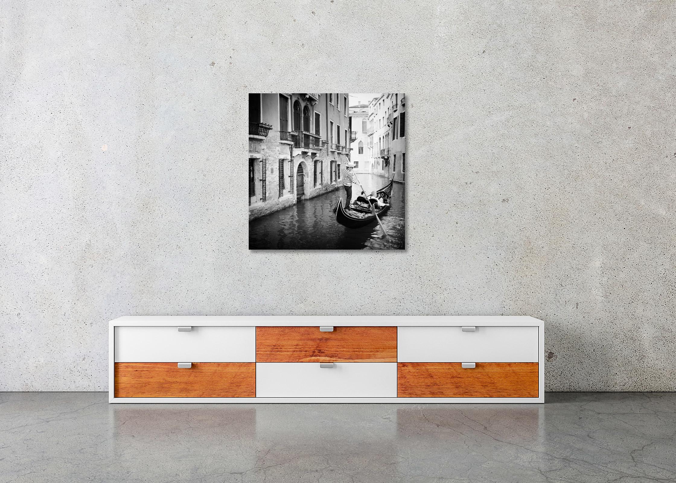 Gondoliere, Gondola, Canal, Venice, black and white art cityscape photography For Sale 2
