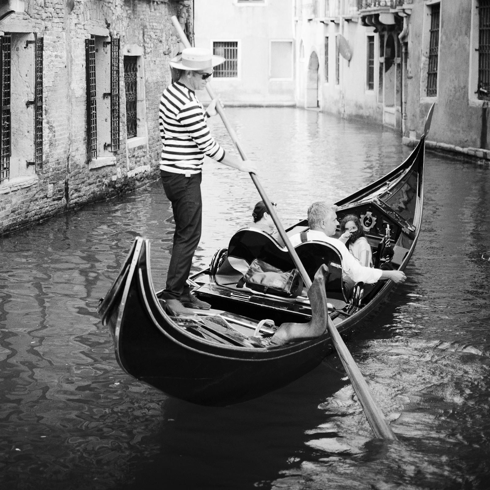 Gondoliere, Gondola, Canal, Venice, black and white art cityscape photography For Sale 3