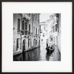 Gondoliere, Venice, Italy, black and white photography, pigment print, framed
