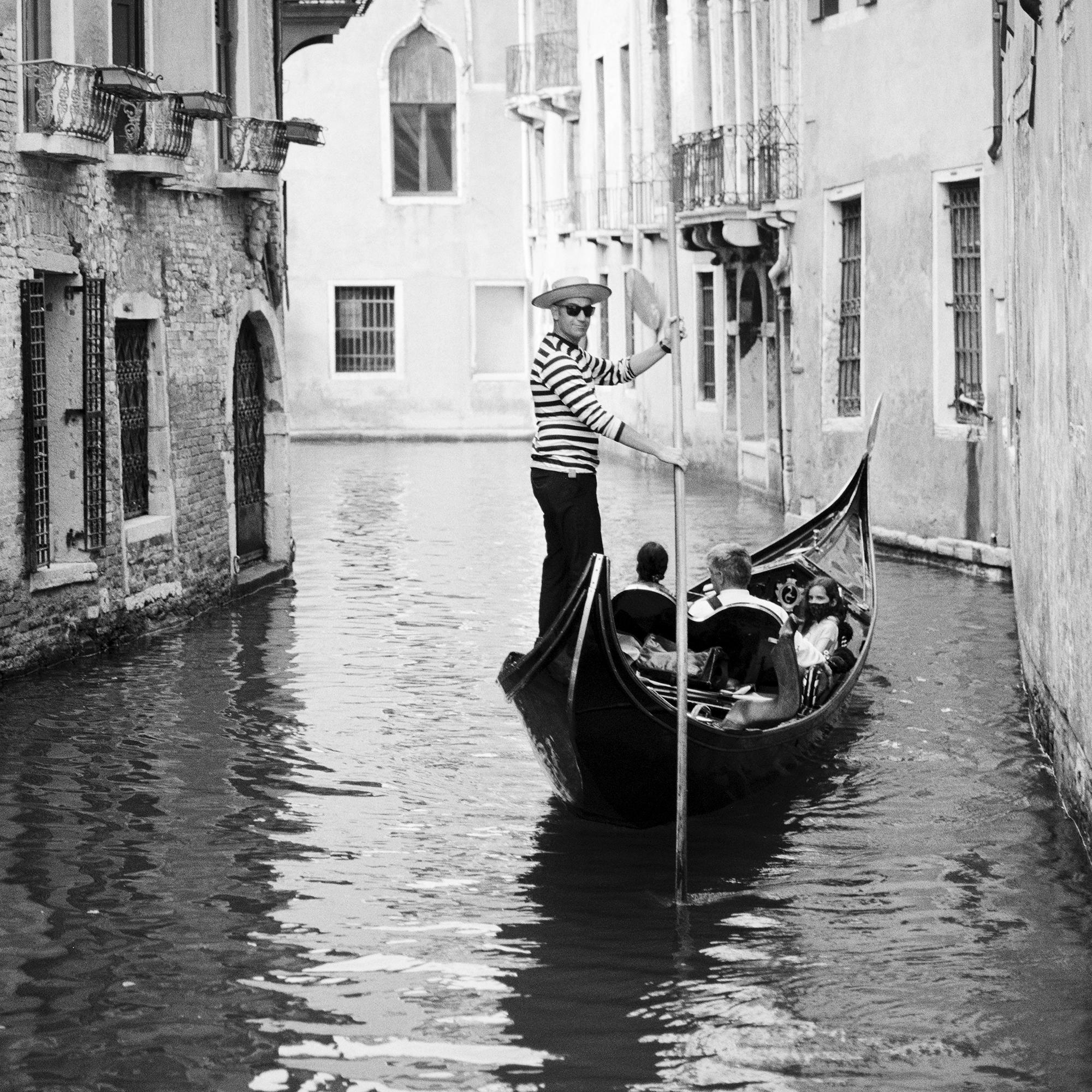 Gondoliere, Venice, Italy, fine art, black and white art landscape photography For Sale 1