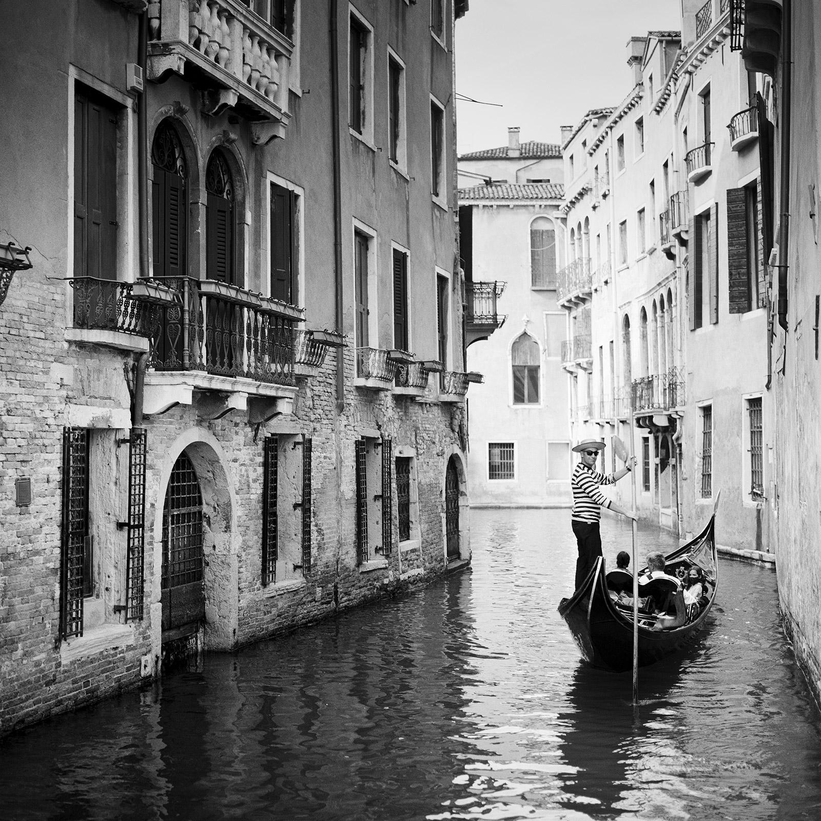 Gerald Berghammer Landscape Photograph - Gondoliere, Venice, Italy, fine art, black and white art landscape photography