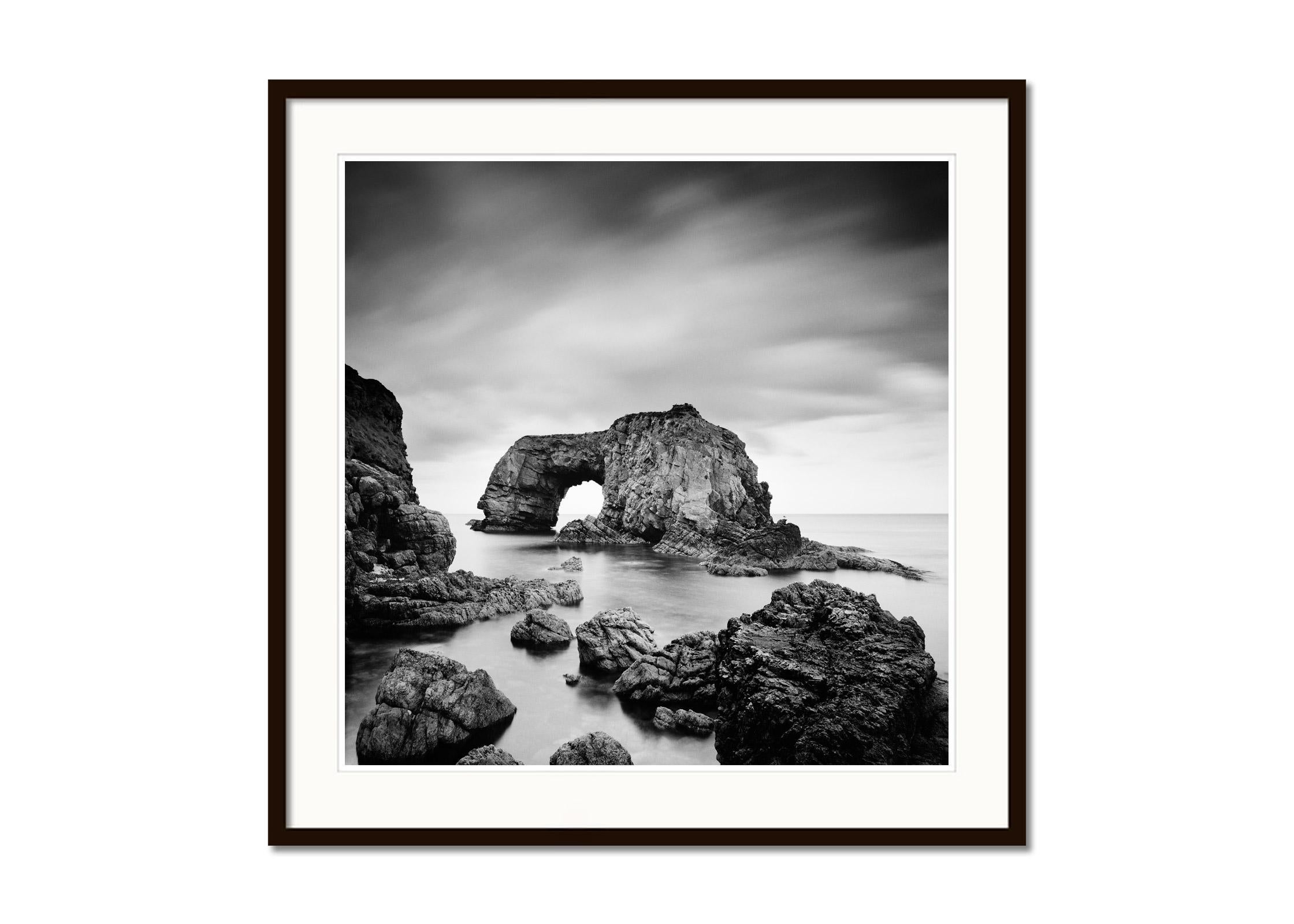 Great Pollet Sea Arch, Fanad, Ireland, black and white waterscape photography - Gray Black and White Photograph by Gerald Berghammer